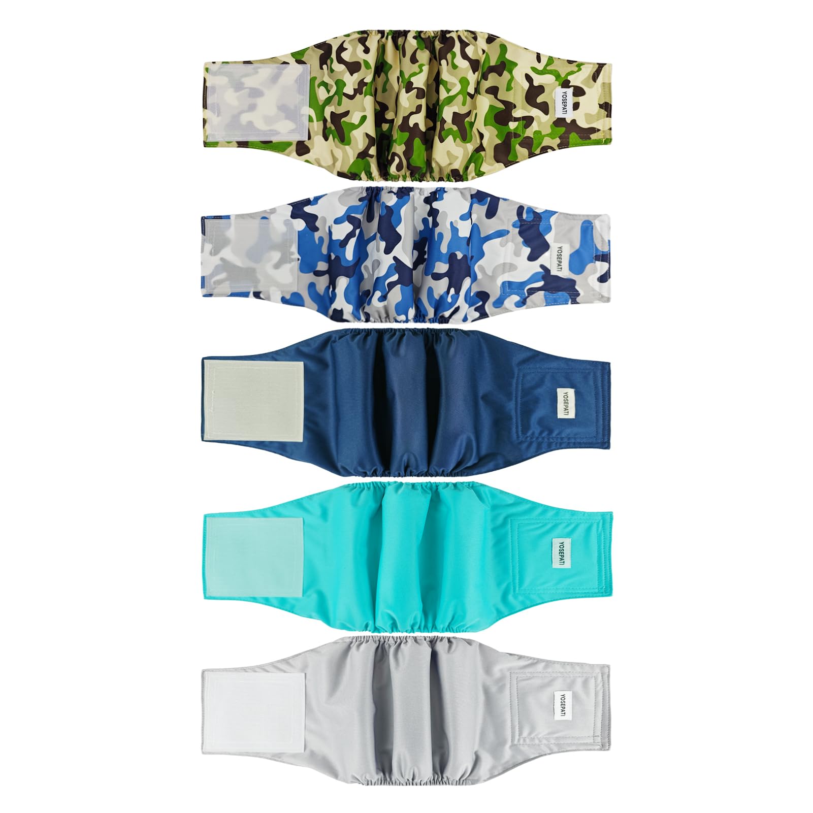 YOSEPATI 5 Pack Reusable Dog Diapers Male, Premium Belly Bands for Male Dogs, Durable & High Absorbing Washable Male Dog Wraps for Doggie in Incontinence or Excitable Urination and Training (Medium)