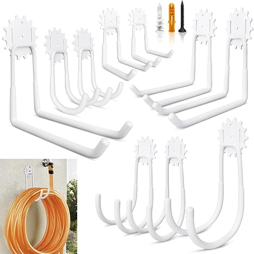 Ganchos de garaje, paquete de 10 ganchos de acero resistente para almacenamiento de pared con revestimiento antideslizante, soporte de montaje en