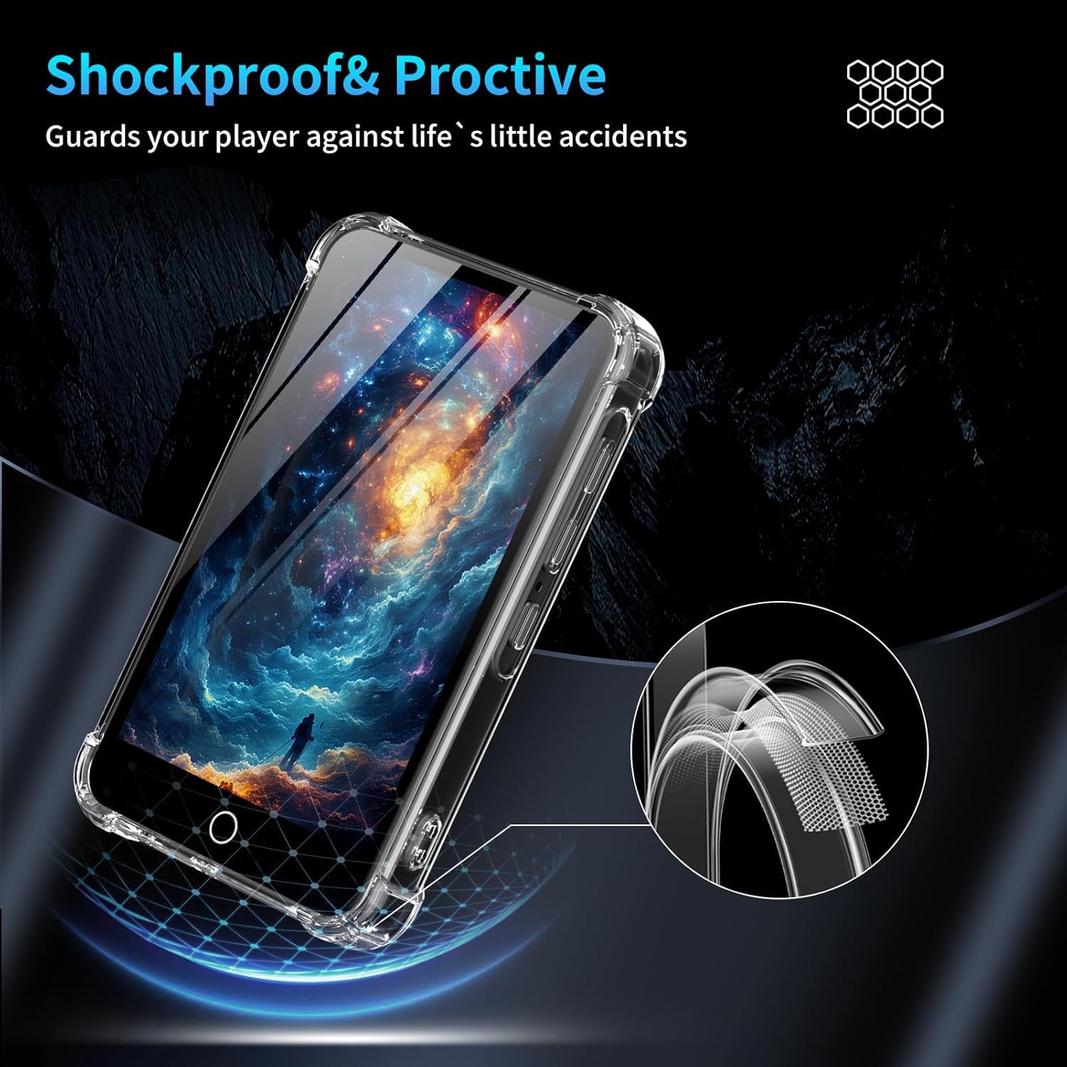 Przezroczyste, odporne na uderzenia silikonowe etui ochronne do MECHEN 4,0 cala Android Bluetooth MP3 Player H1 Pro H10