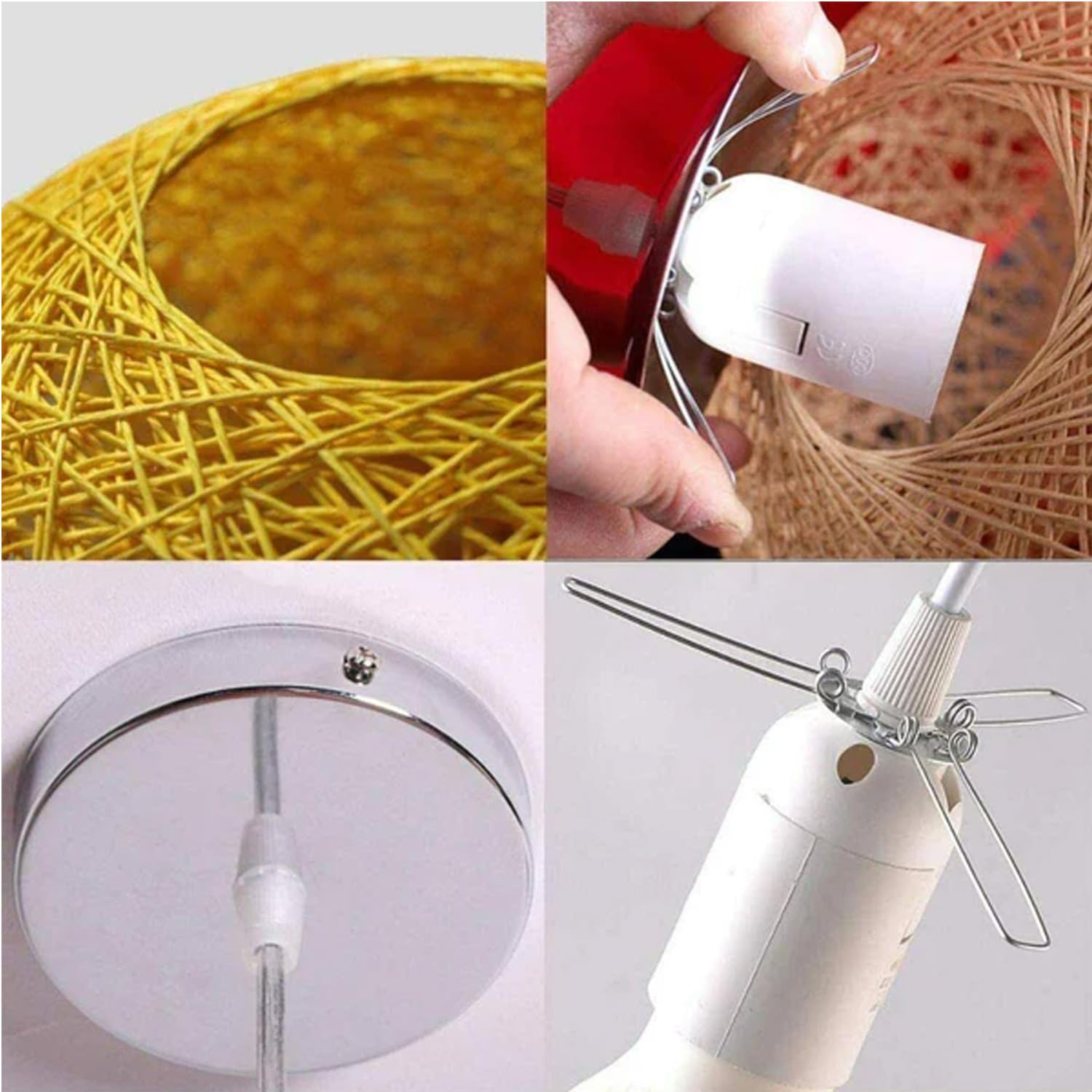LEDSone Lampadario moderno a 3 vie con paralume in rattan rosso decorativo a forma di vite, lampada a sospensione a soffitto a tre teste (Bianco + Rosso + Nero)