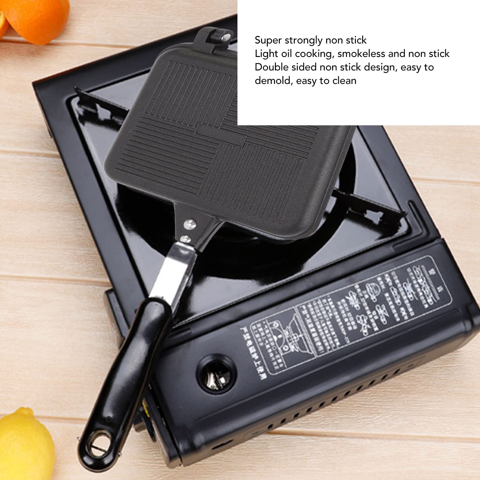 Poêle à Frire Double Face, Machine à Sandwich grillé antiadhésive avec poignées Poêle à Griller Double Face pour la Maison, la Cuisine, Le Petit déjeuner, l'intérieur, l'extérieur