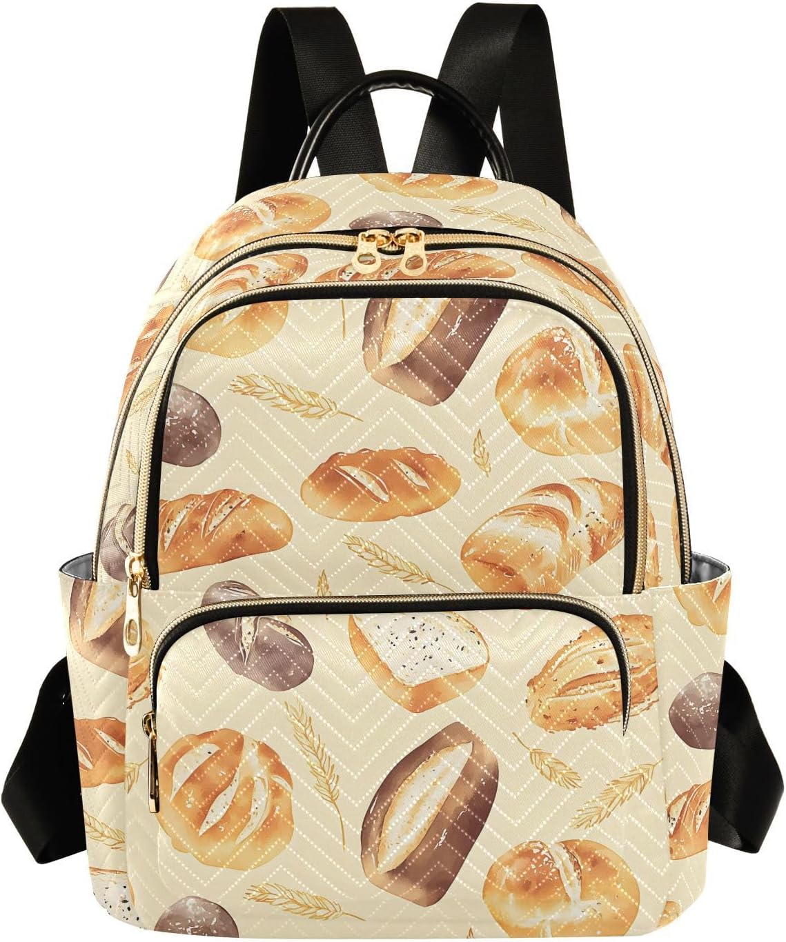 Breads Pastries Wheat Pattern Backpack Purse for Women Shoulder Bag Fashion Daypack Ladies Handbag Lightweight Travel Bag Rucksack