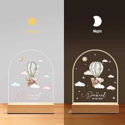 Miniatura 4 de Regalos personalizados para bebés, luz nocturna personalizada para niños, lámpara LED con nombre personalizado con fecha, bonita luz nocturna de