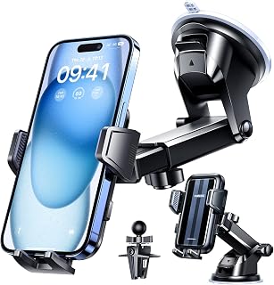 VANMASS【2023 Top Military】Car Phone Mount,【Ultra Stable Suction】Phone Holder for Car, Universal Dashboard Windscreen Vent Cradle Bracket Car Accessories for iPhone 14 13 Pro Max Samsung Galaxy Android