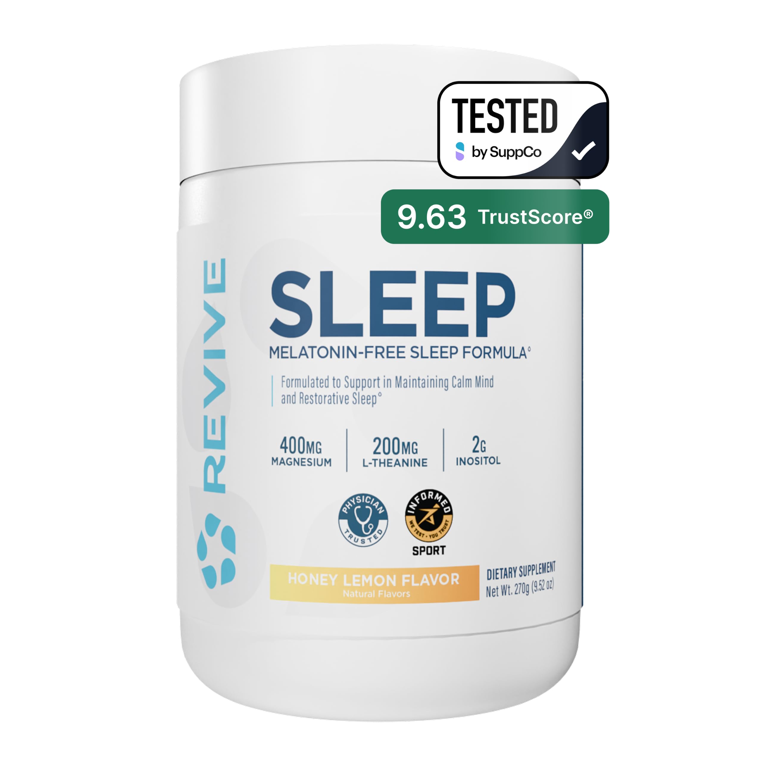 Supplément de sommeil Revive MD pour adultes, Lemon de miel - Suppléments de sommeil avec Magnésium (Glycinate), Inositol, Glycine & L-Theanine - favorise la relaxation et la santé du sommeil