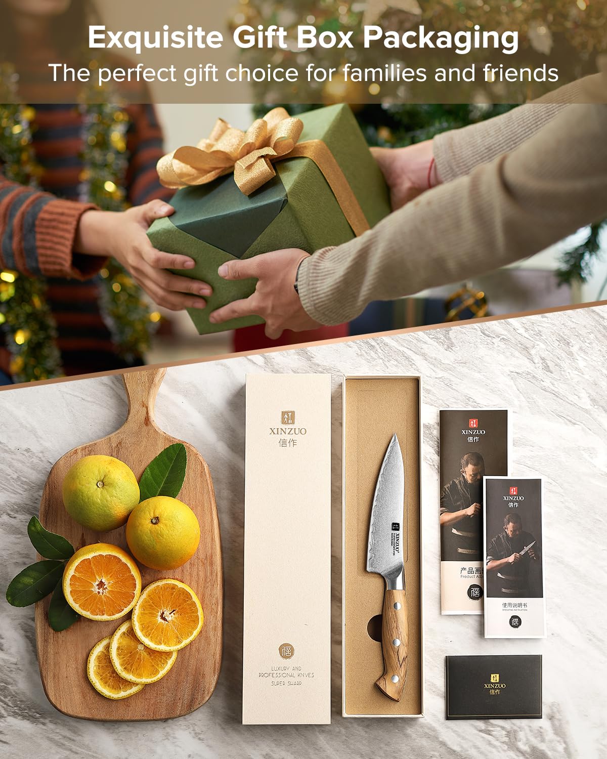XINZUO Verbundstahl 13,5cm Küchen Allzweckmesser Handgeschmiedet scharfe Universalmesser -kohlenstoffreichem Stahl Obstmesser Schälmesser -Ergonomischer Griff aus Olivenholz -Exquisite Geschenkbox
