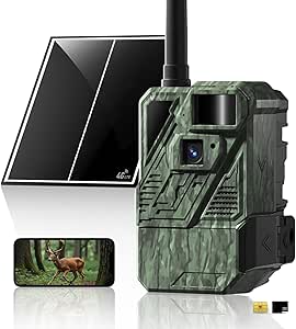 Zleo Cellular Game Trail Camera Solar, Wildlife Deer Cameras with Low Glow Night Vision Waterproof, Flexible Data Plan, 0.3s Trigger, Live Feed to Cell Phone, No WiFi Needed asin的图片