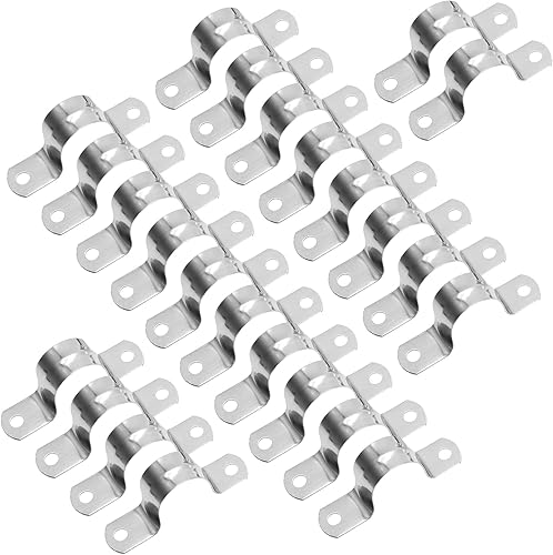 Miniatura 2 de Uenhoy 50 abrazaderas rígidas de acero inoxidable de 1-14 pulgadas, M32 de dos agujeros, abrazaderas de tubo con soporte en U, abrazaderas de