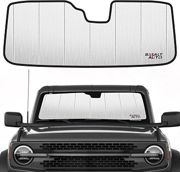 2021-2025 Bronco Windshield Sun Shade Compatible for 2021-2025 Ford Bronco Does Not Fit Bronco Sport Reflective Foldable Front Sun Visor Sunshade Protector with Storage Bag Keep Interior Cool