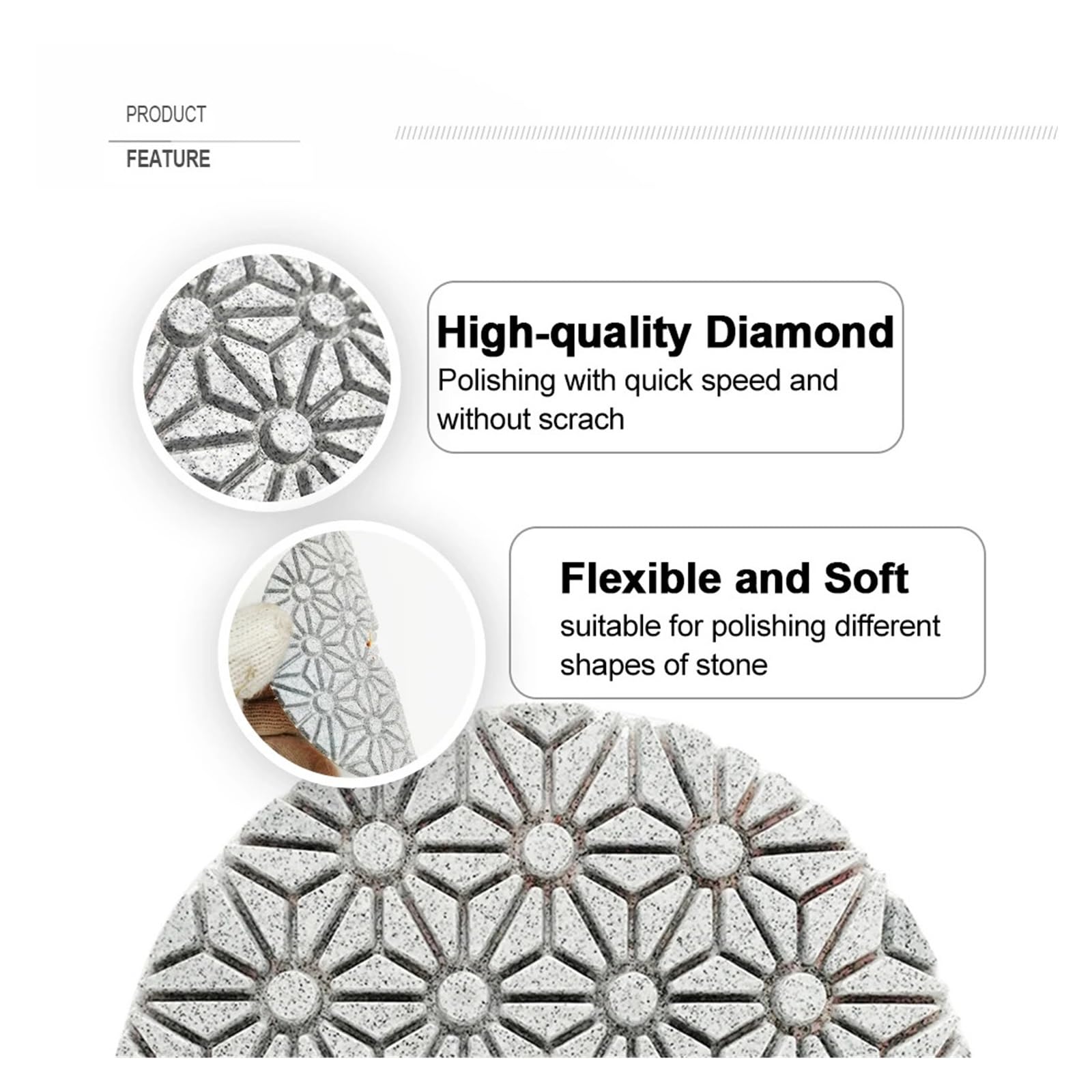 Diamentowe podkładki polerskie, Zestaw 3 diamentowych padów polerskich z żywicą 3-etapową 100 mm 4 cale na mokro i sucho do marmuru(5 sets)