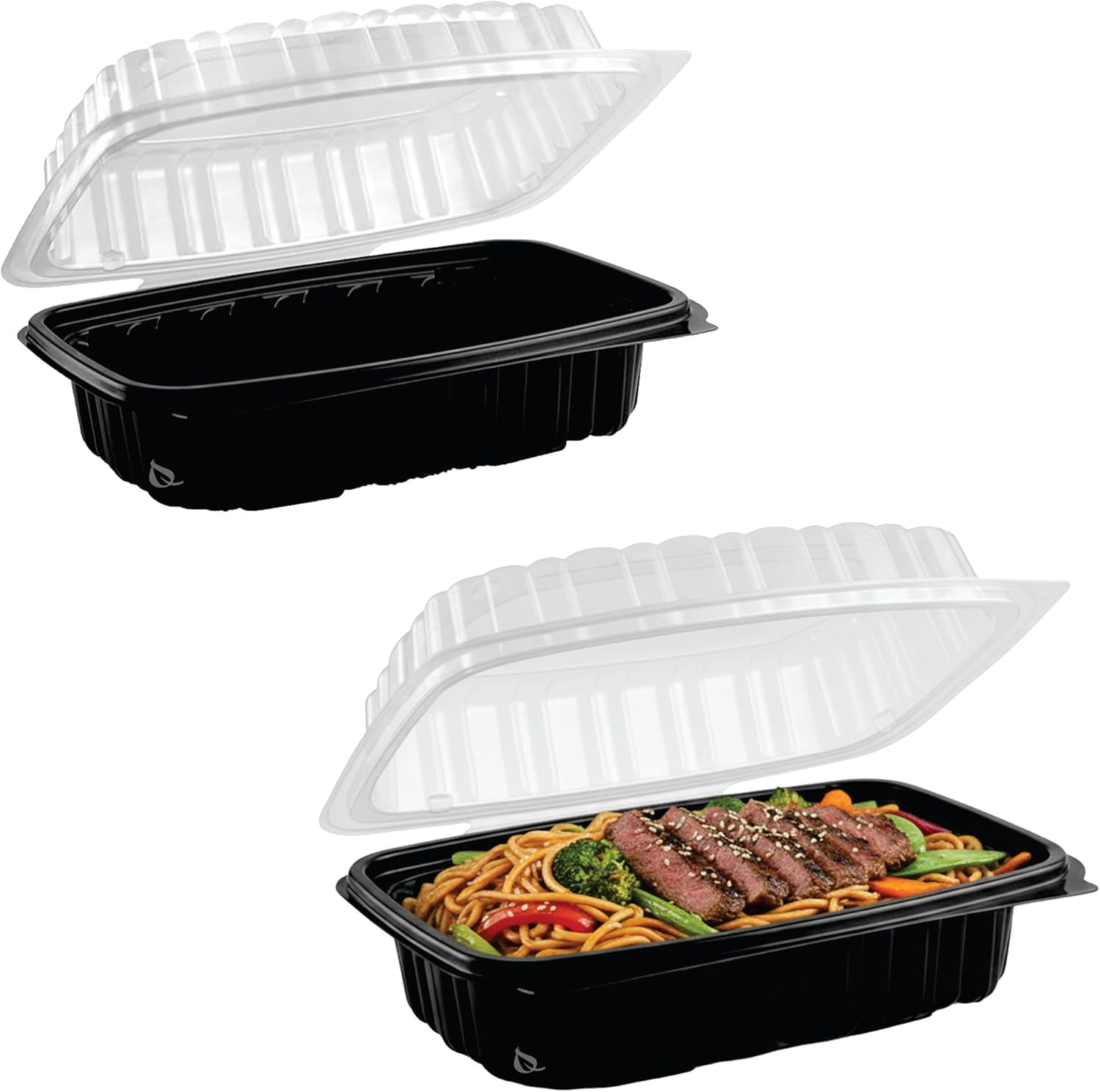 Clamshell Container 9x6 Black Base Clear Lid - Take Out, Delivery, Bakery, Cupcake, Salad, Lunch, Catering, Sandwich, Fruits, Oriented Polystyrene, Restaurant Supplies, Recyclable, Heavy Duty (50)