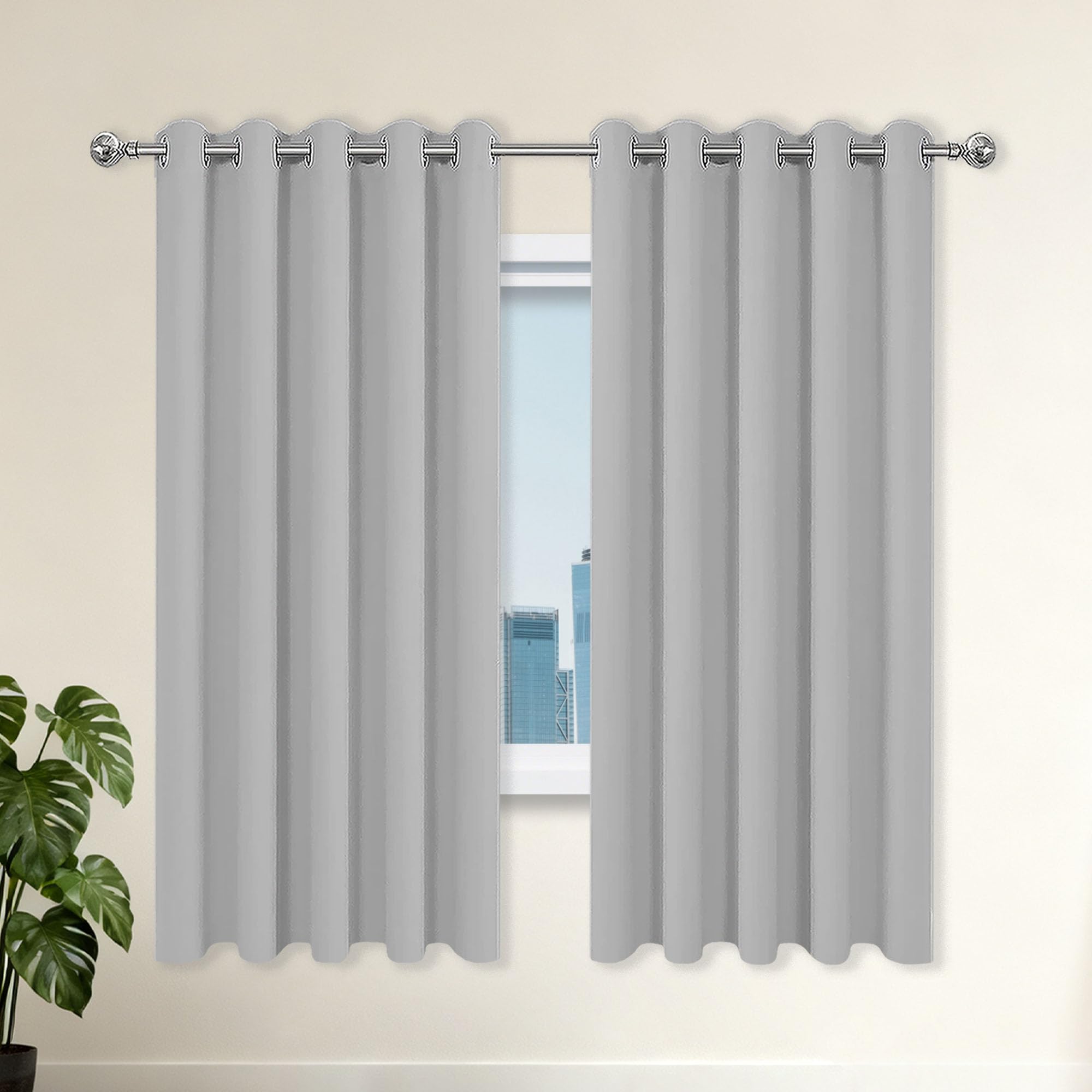 Rideaux anti froid pour maison occultant thermique gris clair