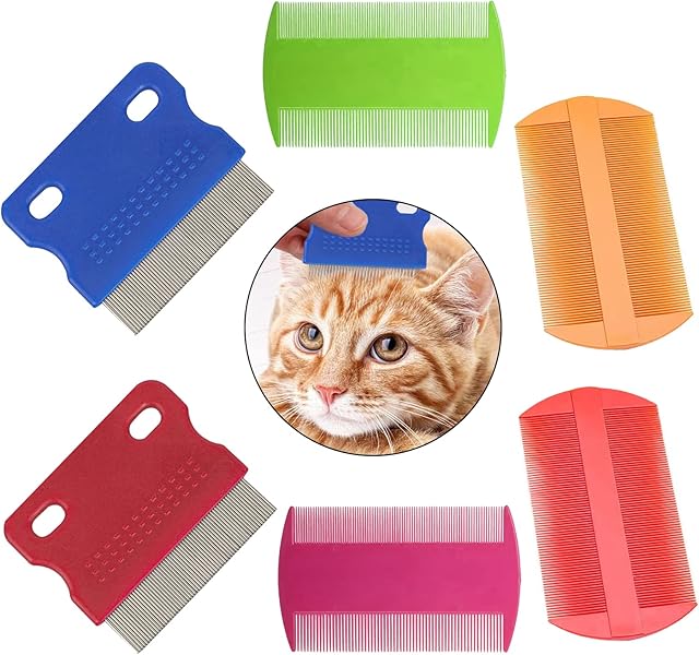 6 Pcs Pet Flea Combs, Dog Cat Combs, Hair Removal Massaging Shell Combs, Pet Combs for Removal Dandruff, Hair Stain(Random Colour)
