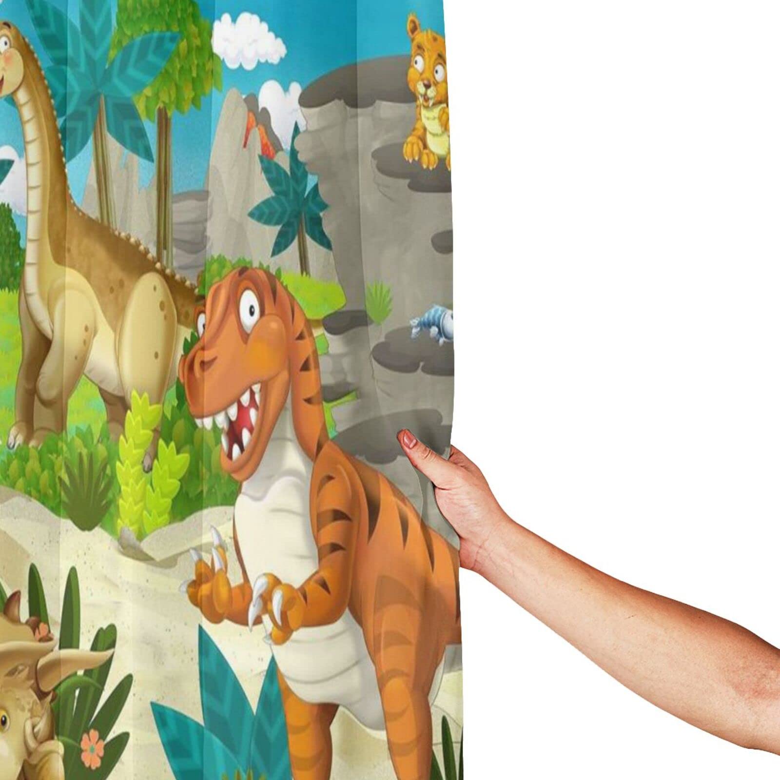 Dinosaurier Duschvorhang-Set 183 X 183 Cm – Wasserdicht, Witziger Badewannen-Druck Im Klassischen Kunststil