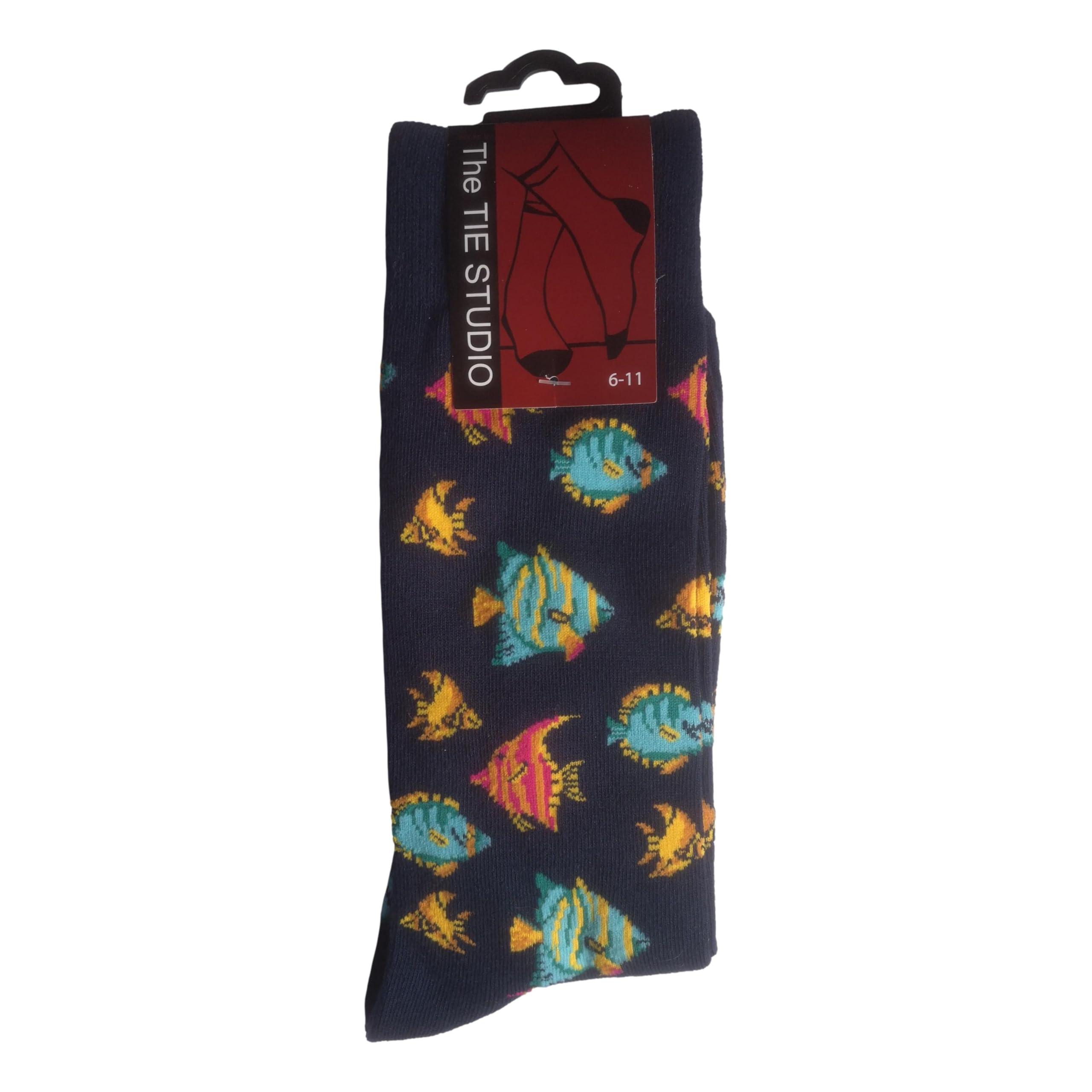 The Tie Studio Tropical Fish on Navy Unisex Novelty Ankle Socks Adult Size 6-11