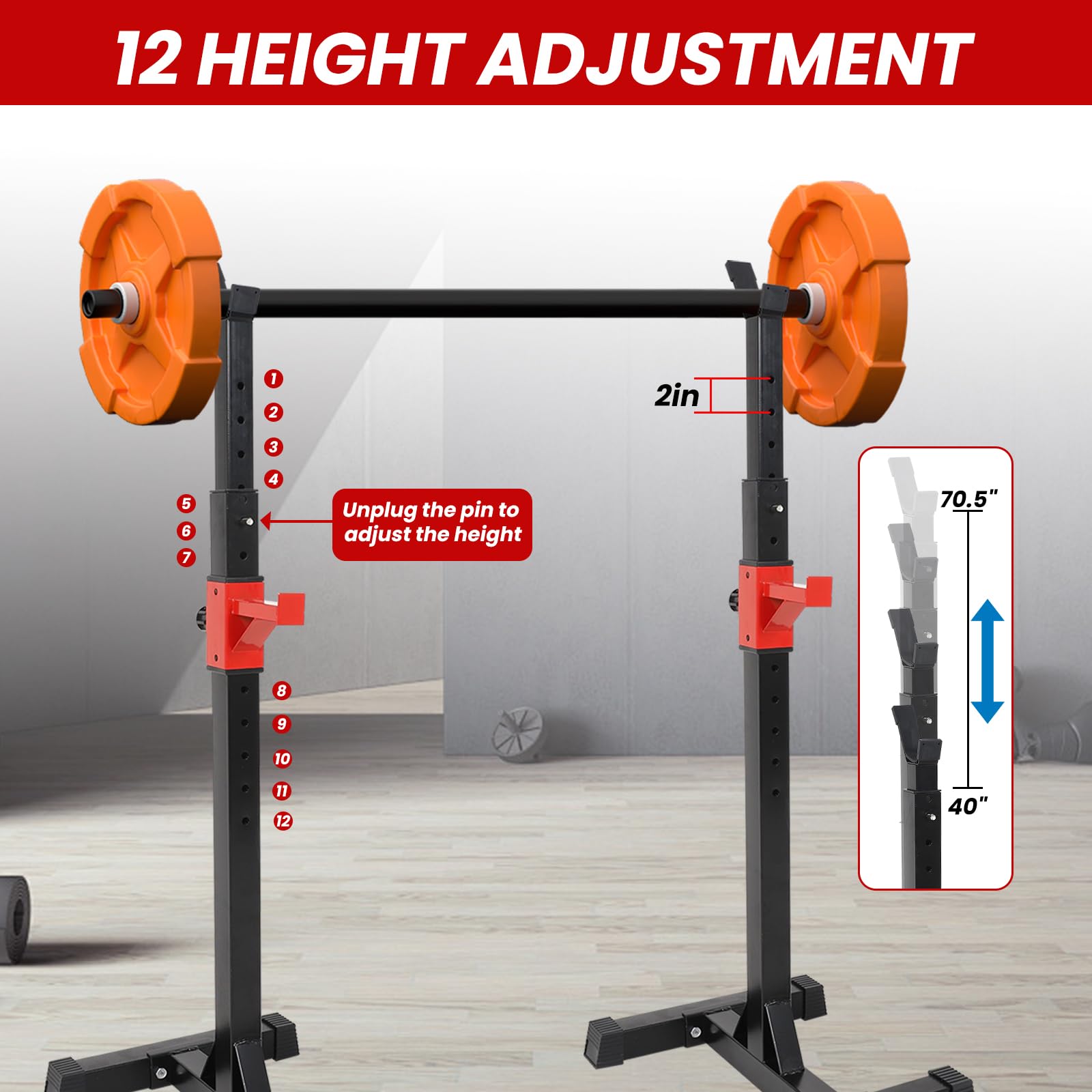 【きょぺ】　バーベルスタンド Amazon.co.jp: TYFYB 調節可能 ポータブル スクワットラック 444ポンド