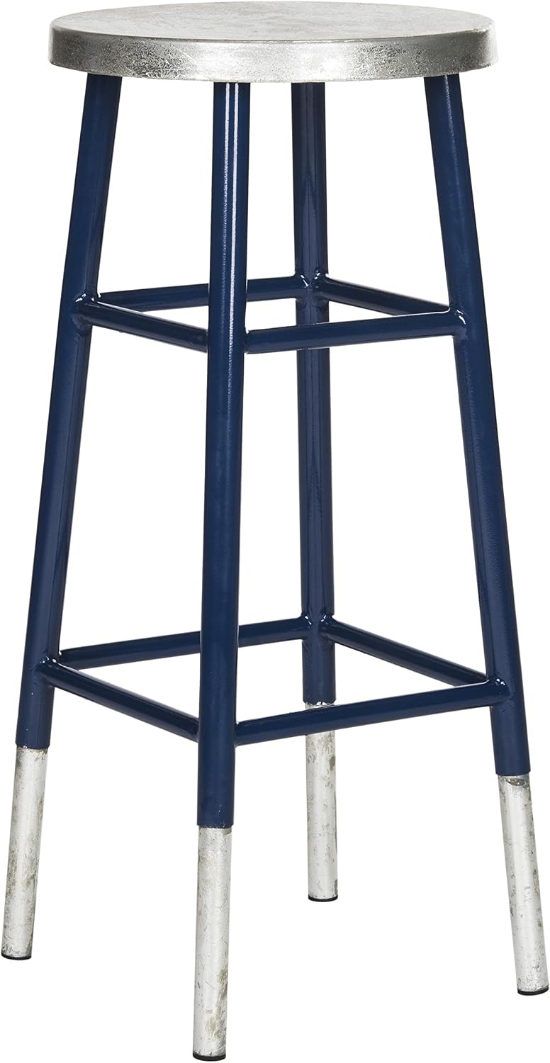Safavieh Home Collection Kenzie White and Silver 30-inch Bar Stool