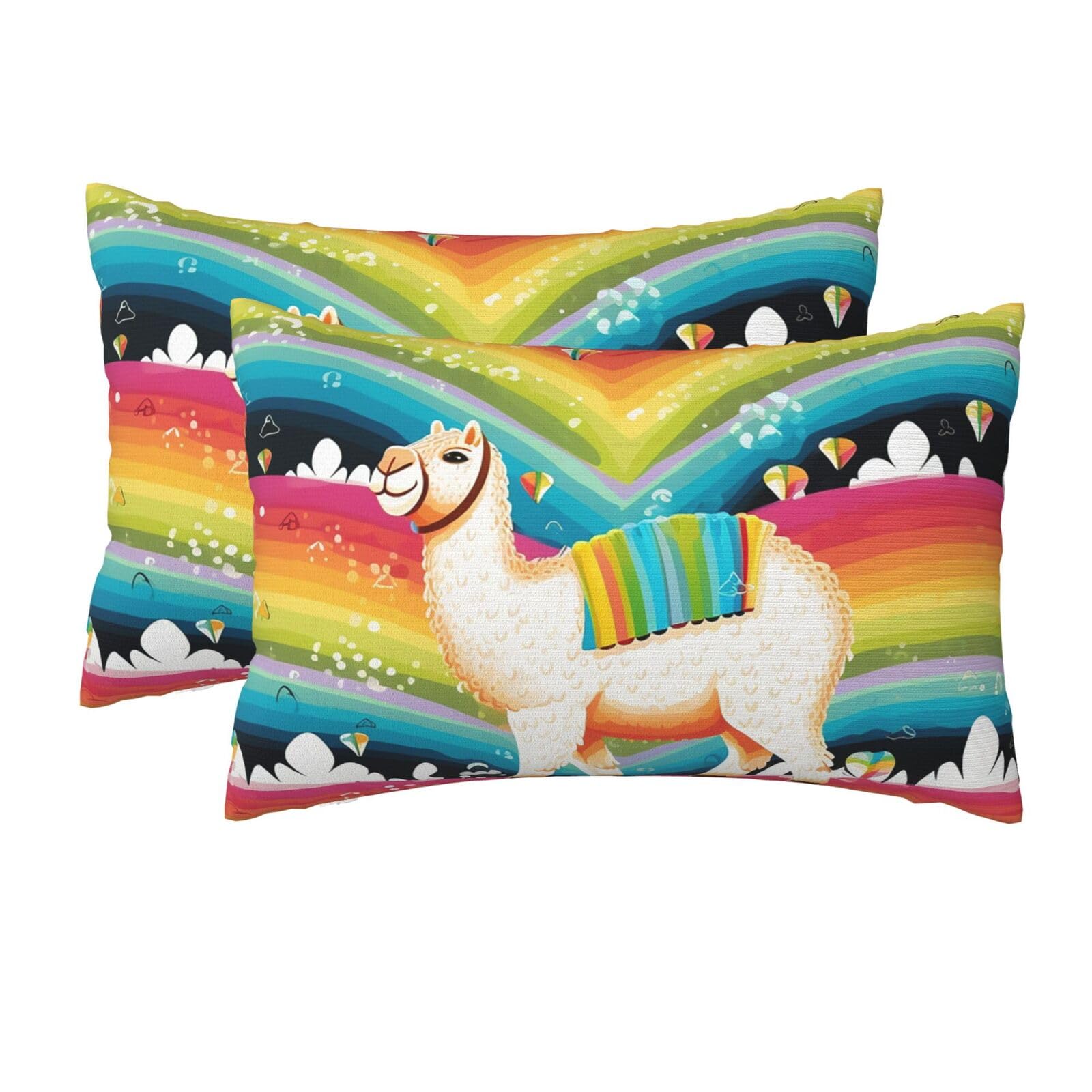 2 Pack Queen Size Pillow Cases for Hair and Skin Soft Breathable Pillow Case Covers with Hidden Zipper Camel and Rainbow Pillowcase 20x30 Inches Pillow Cover for Sleeping Gift