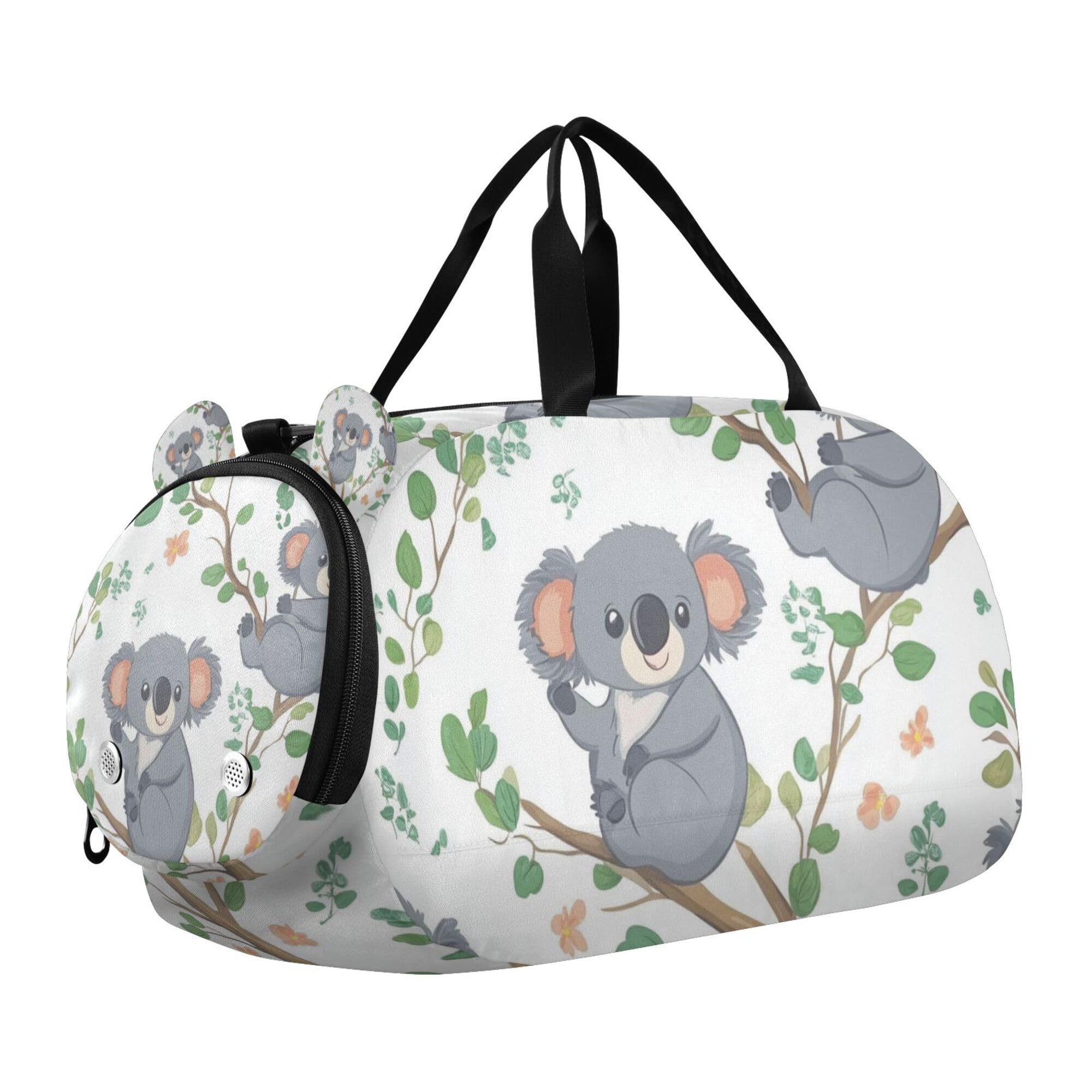 Glaphy Cute Koala on Trees Duffle Bag for Toddler Boys Girls, Gym Sports Bag with Shoe Compartments, Kids Travel Overnight Weekender Shoulder Bag