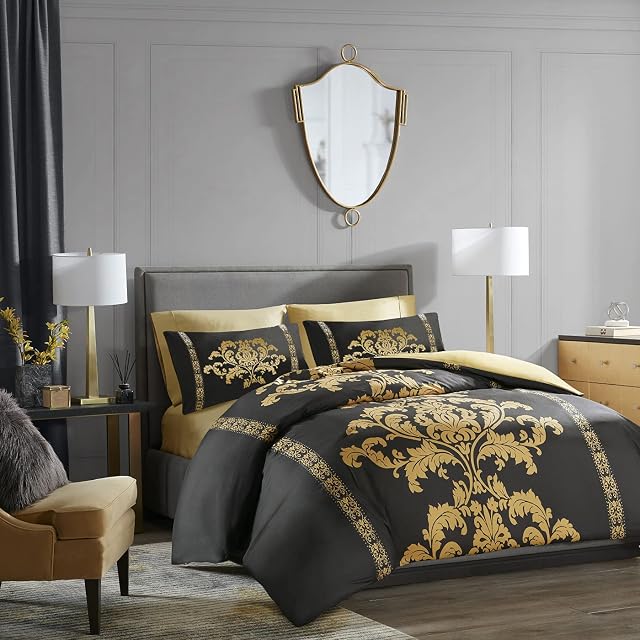 LAZZARO King Size Duvet Set, Non-Iron King Size Duvet Covers Bedding Sets, 3 Pcs with Zipper Closure + 2 Pillowcases Quilt Cover Sets 230cm x 220cm