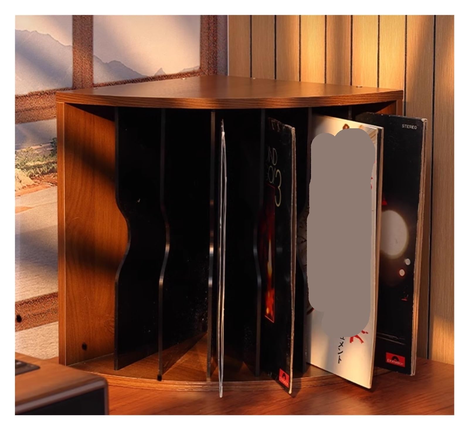 CVdrtyED Sturdy Vinyl Record Storage Retro Vinyl Record Display Rack MDF Storage Organizer With 6 Partition For Magazine Albums Magazine Stand