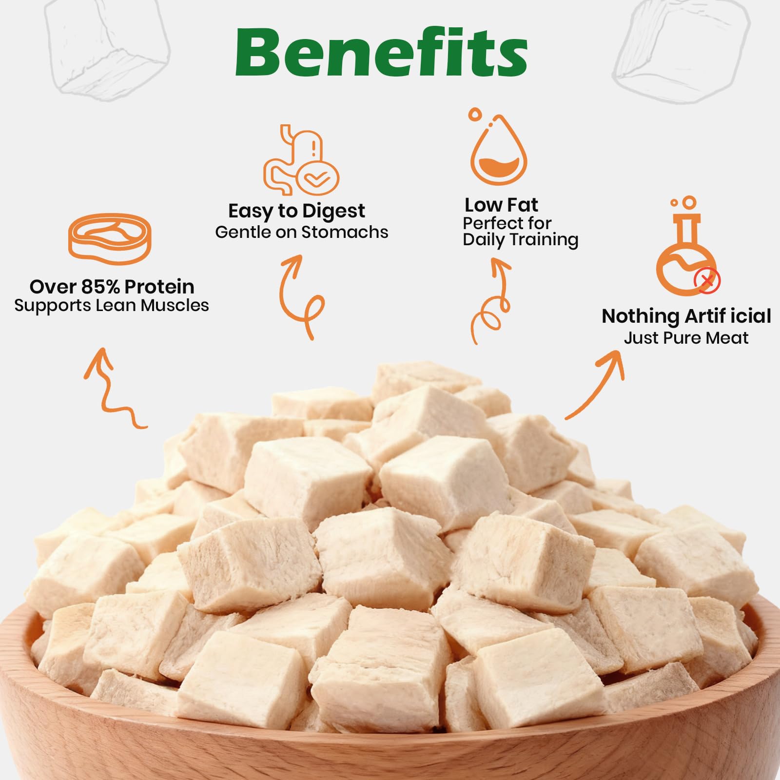 Freeze Dried Chicken Cat & Dog Treats 14.5 oz – Single Ingredient, High Protein Dry Chicken Pet Snacks, Grain-Free All Natural, Healthy Training Treats or Food Topper