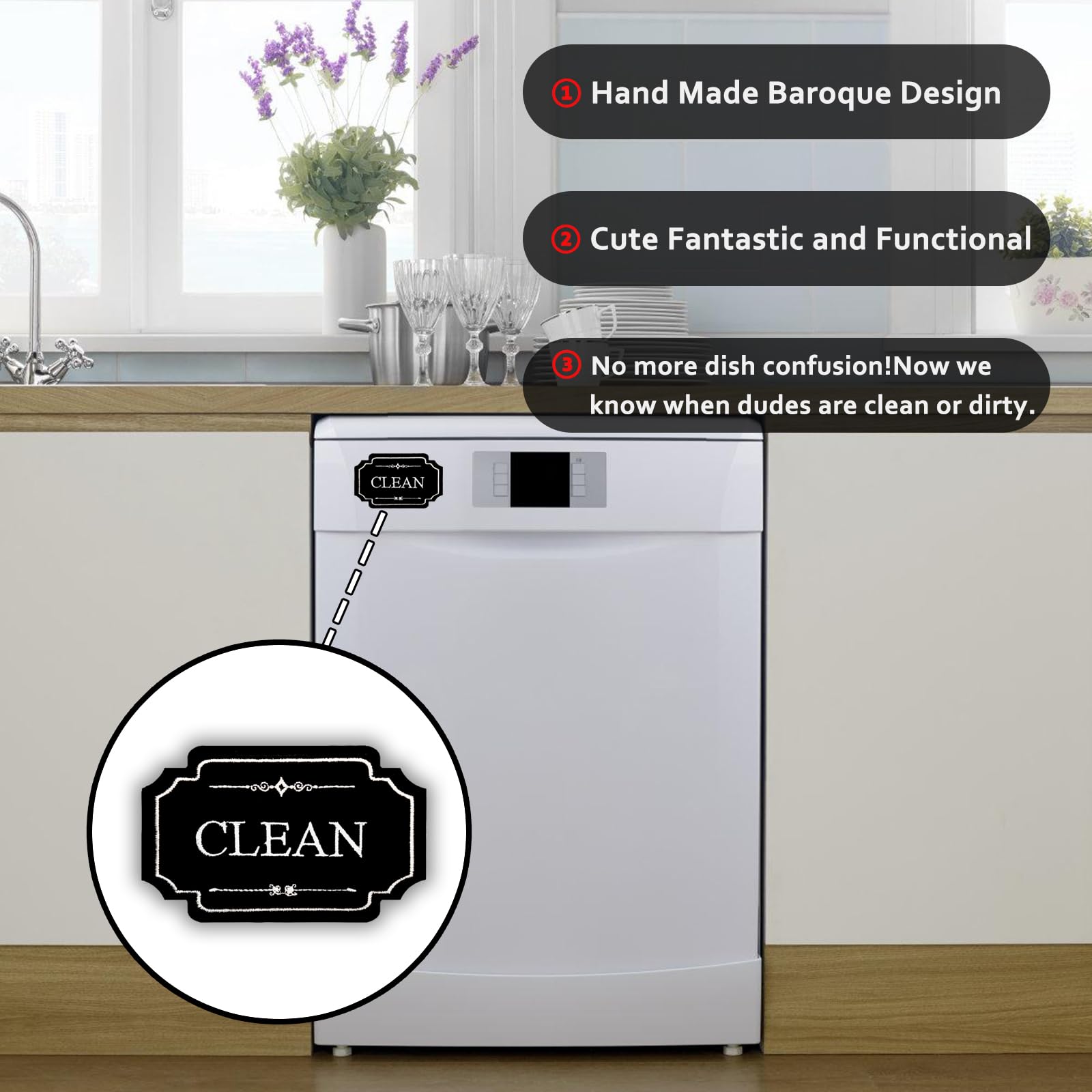 Imán Lavavajillas Clean/Dirty - Indicador Limpio/sucio Deslizante, Para Nevera O Lavavajillas, Resistente