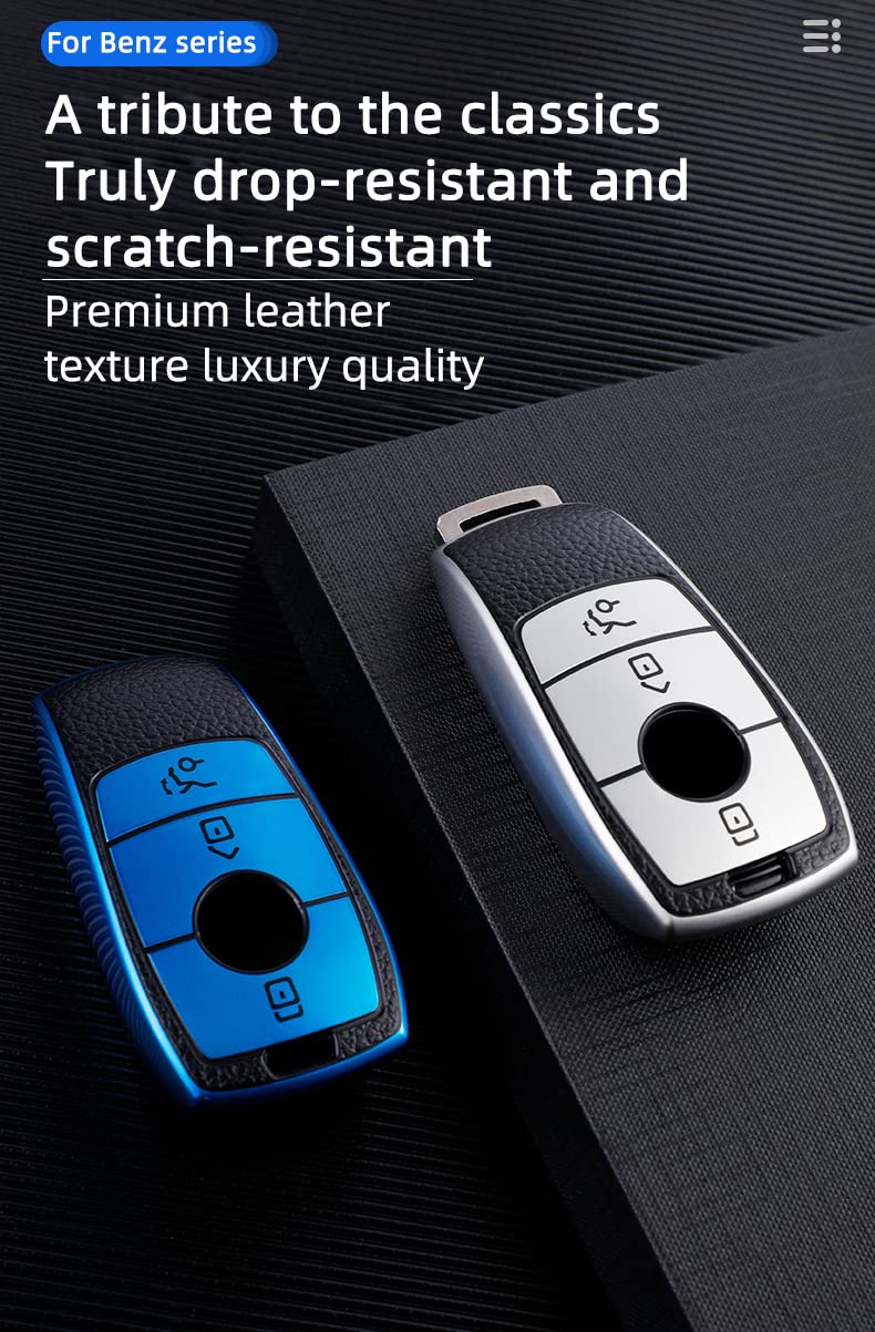 Cover Per Chiave Auto Mercedes In TPU Ontto - Verde, Compatibile Con Classi A, C, E, S, G, AMG, Portachiavi Con Bordo Dorato, Protezione Antiurto E Antigraffio