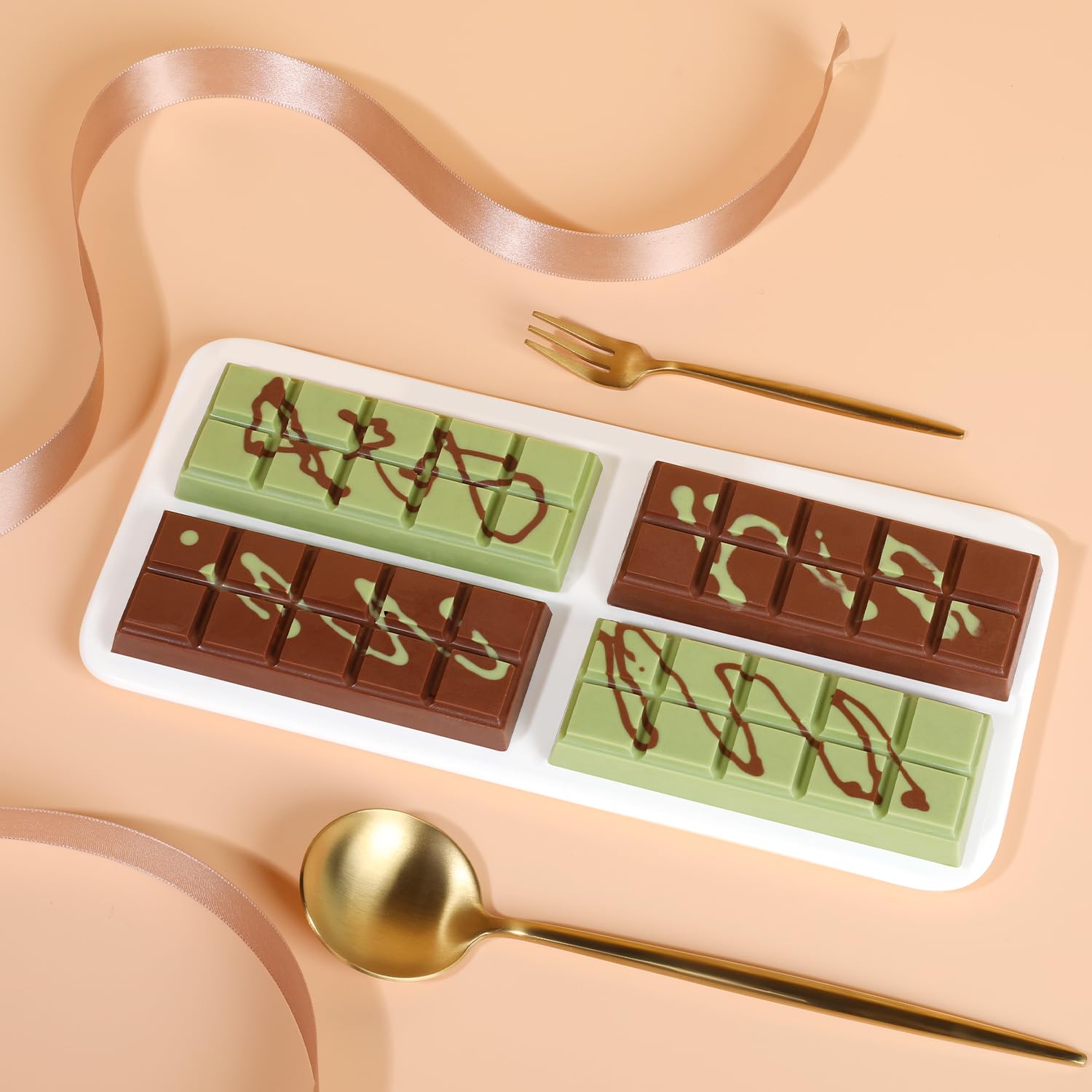 Molde de barra de chocolate, moldes antiadherentes de chocolate Dubai, molde de silicona de grado alimenticio para barra de chocolate profundo para pistacho, caramelos, juego de 3