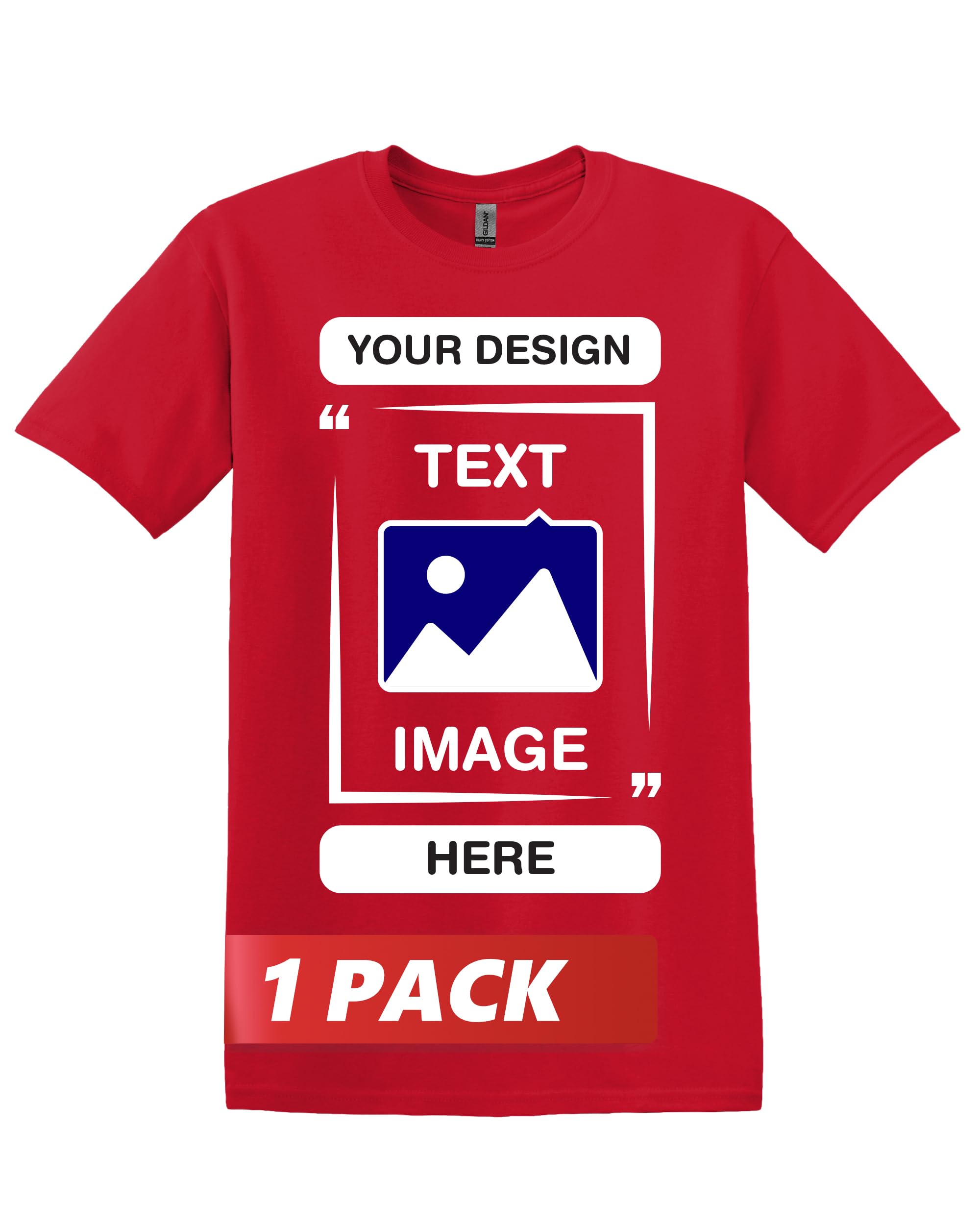 Gildan Custom T-Shirts - Personalized Unisex Crewneck Tee Shirt - Customize Your Image Text Photo - Men Women