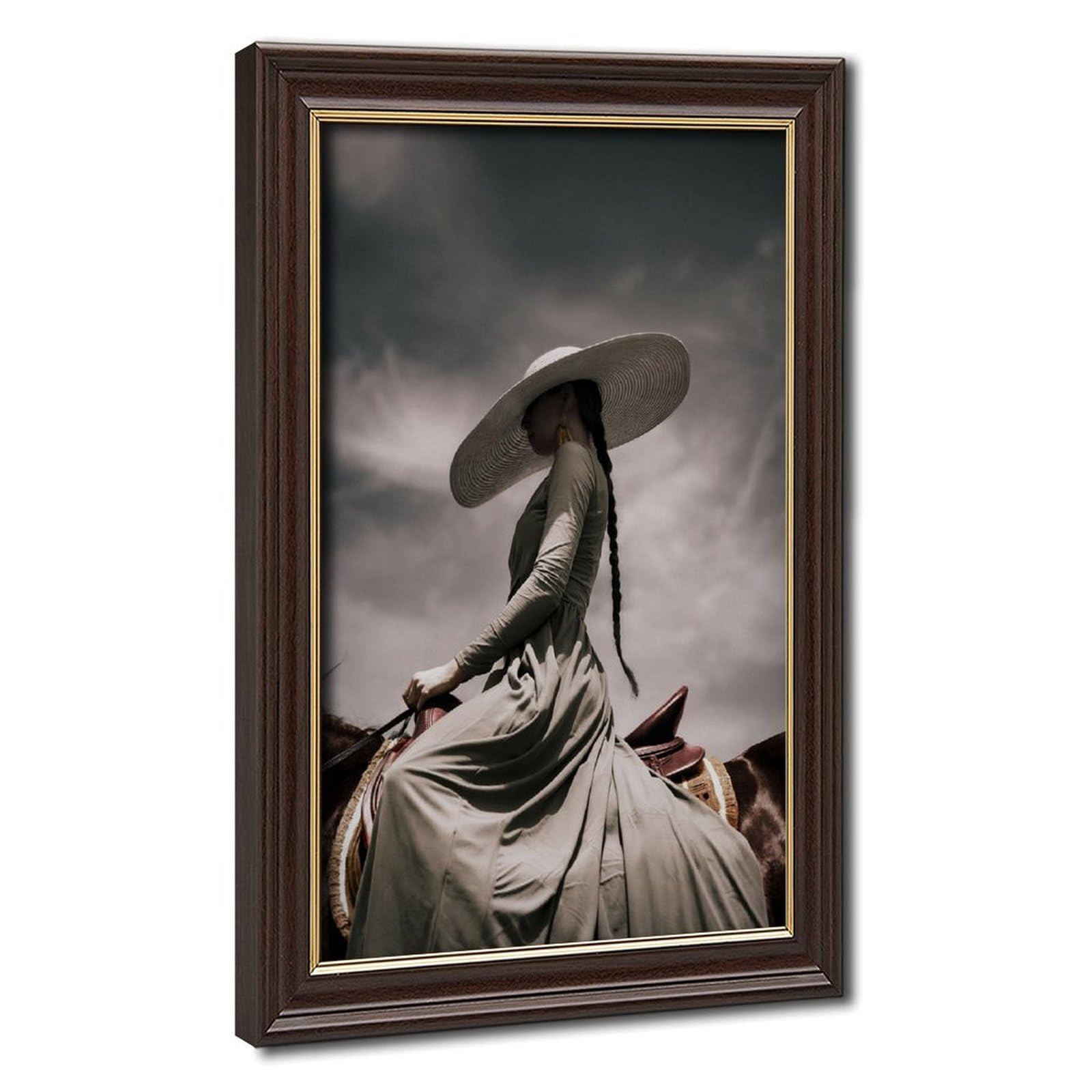Bareronor Victorian Lady Horse Canvas Poster Bedroom Decor Landscape Office Room Decor Gift 12" L X 18" W