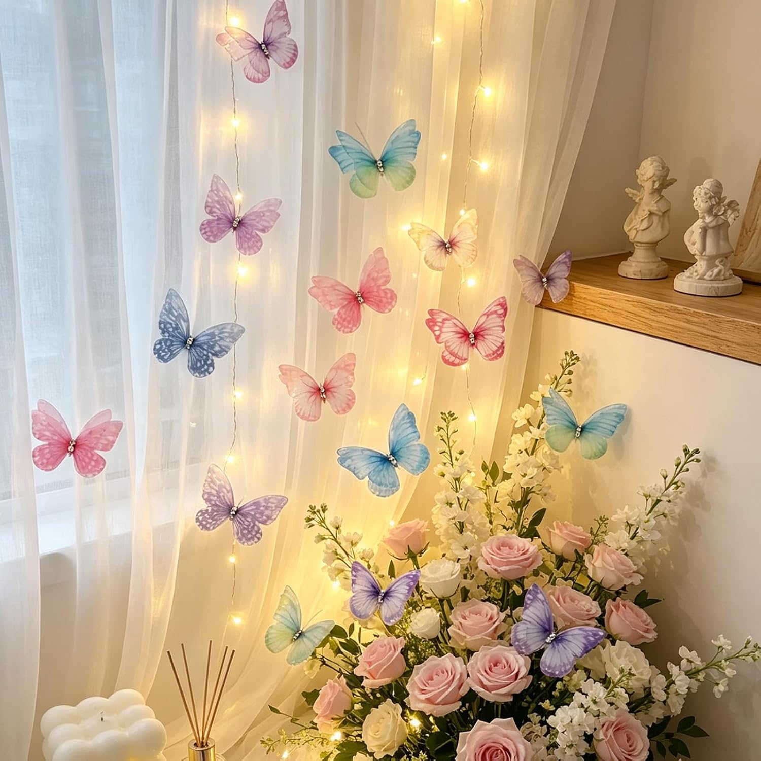Nexolia 35 Pcs Organza Fabric Butterfly for Crafts Colorful Mini 3D Butterflies Double Layered Organza Wings Decorations for Weddings and DIY Projects Available in Approximately 10 Styles