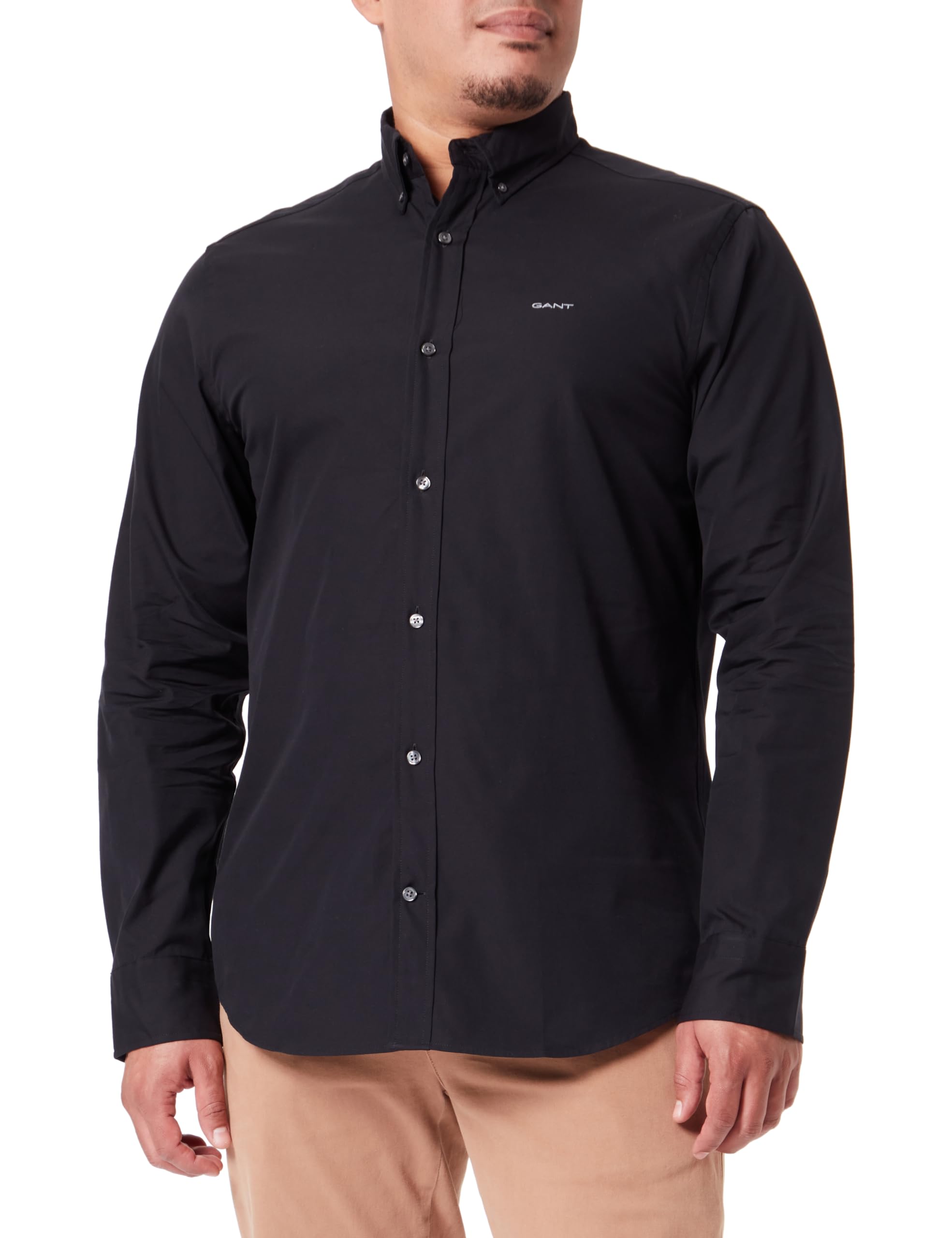 Gant Men's Black Reg Pinpoint Oxford Shirt Classic Shirt, M