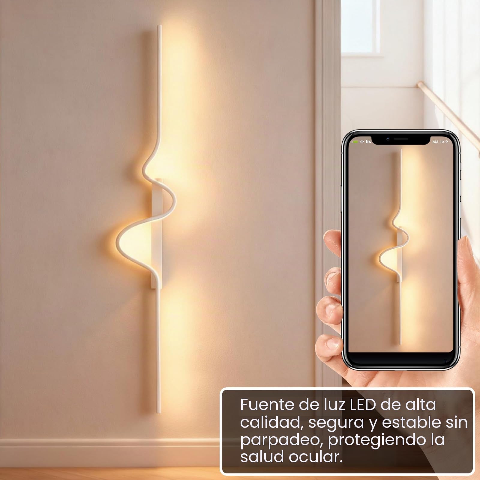 Aplique pared con Control Remoto,100CM/16W/2000LM Lampara Led