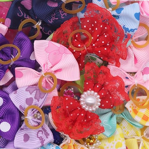 Miniatura 3 de Bonitos lazos para perros con bandas de goma, 40 lazos para el pelo de mascotas, lazos para cachorros, lazos para el pelo Yorkie, accesorios de aseo