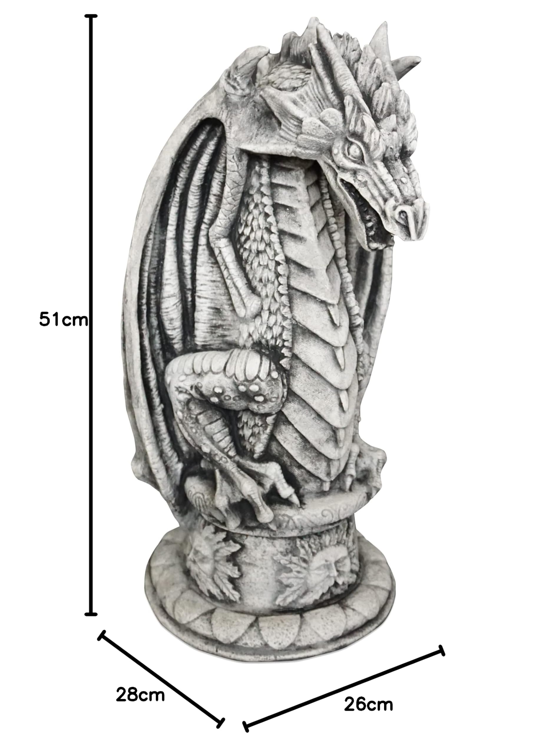 gartendekoparadies.de Alien auf Sockel, Steinfigur, H. 51 cm, 21 kg, Grau, frostsicher aus Steinguss für Außenbereich