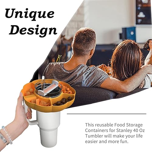 Miniatura 2 de Stanley - Tazón de aperitivos portátil ecológico de 40 onzas con asa, bandeja reutilizable de silicona con compartimentos, accesorios para tazas