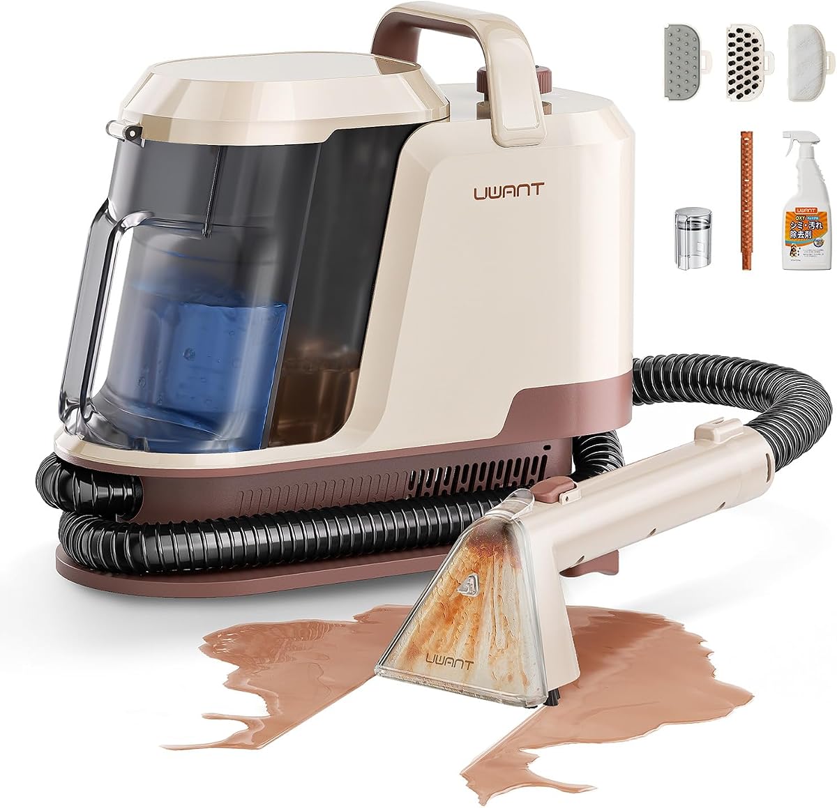 máquina limpiadora de alfombras 22Kpa con barra eliminadora de olores, Y100Pro | Limpiador de alfombras portátil para mascotas con solución Oxy, máquina limpiadora de tapicería de bloques de colores para alfombras, sofás, coches
