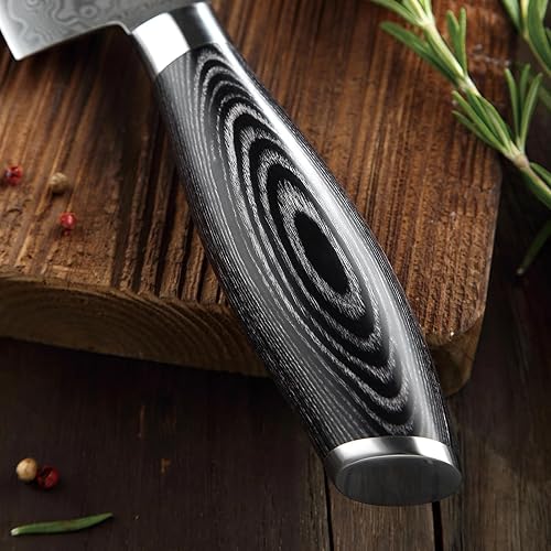 Miniatura 5 de Cuchillo de chef  8 pulgadas  Serie Vanguard  67 capas de acero japonés Damasco VG10  Incluye funda de madera y caja de regalo  Cuchillo de chef
