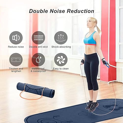 Miniatura 3 de Tapete de cuerda de saltar de 71 pulgadas, 63 x 24 pulgadas, más grande, antideslizante, para interiores y exteriores, tapete de cuerda de saltar