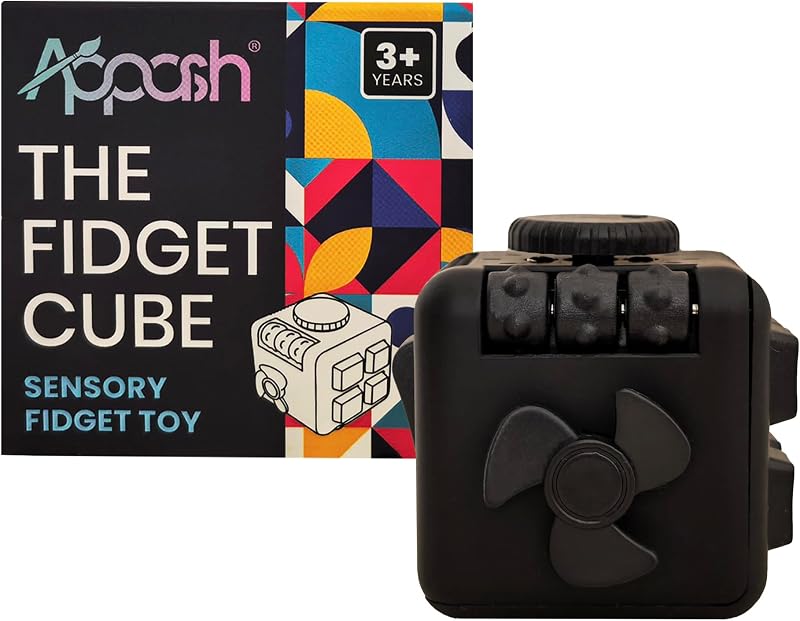 Fidget Cube - 9-in-1 Sensory Desk Toy ADHD Anxiety Relief [BlkBlk]