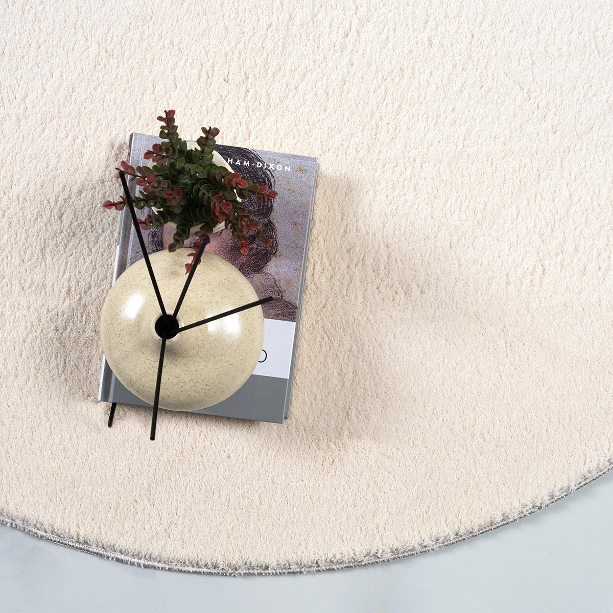 the carpet Relax Moderner Flauschiger Kurzflor Teppich, Anti-Rutsch Unterseite, Waschbar bis 30 Grad, Super Soft, Felloptik, Beige, 200 cm Rund