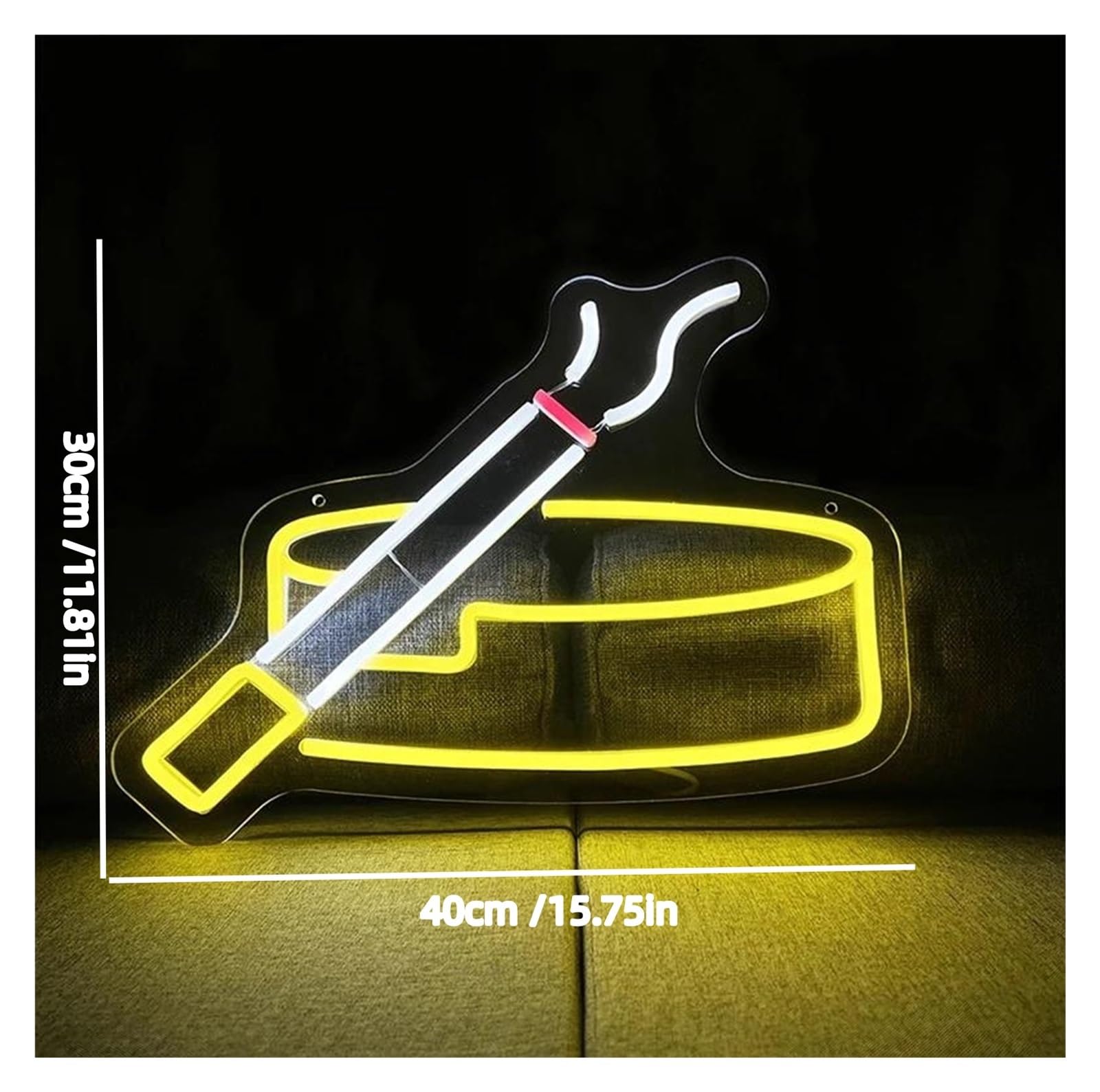 Wiszące neony artystyczne Papieros I Popielniczka Neon Na Dekoracje Ścienne Możliwość Przyciemniania Światła LED Do Pokoju Party Bar Club Sypialnia Lampa Do Strefy 40cm×30cm