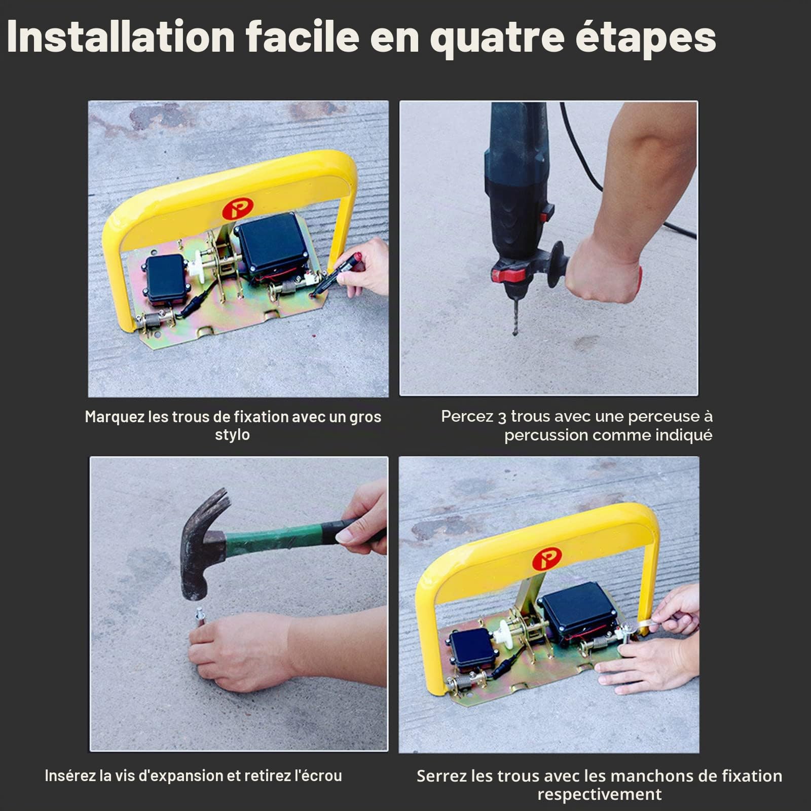 Barrière de Parking électrique avec Télécommande et Capteur, Distance de 50 M, Verrouillage de Stationnement Automatique, Verrou de Stationnement Auto à Télécommande