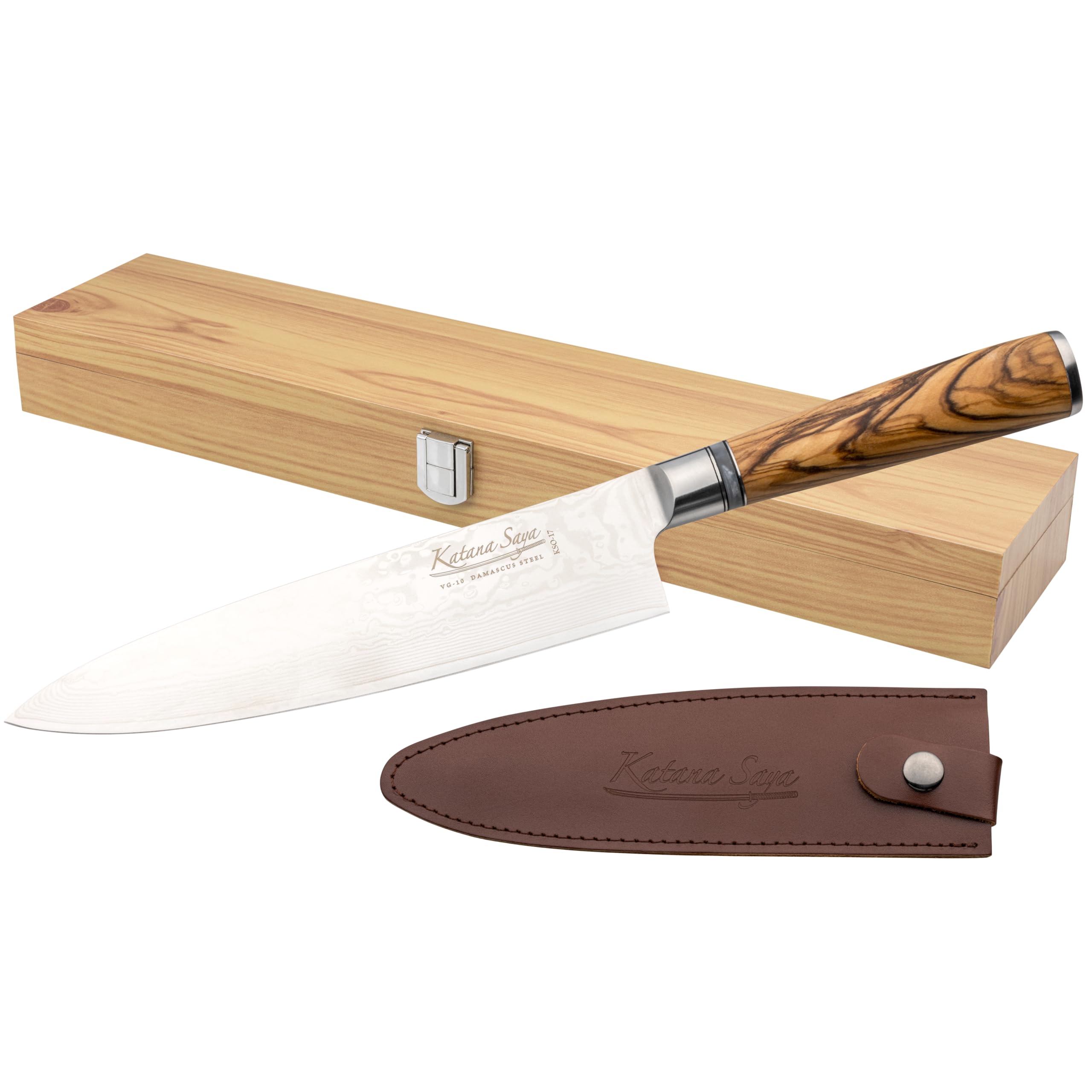 オールステンレス包丁 さやか（SAYAKA 3 Layers Damascus） Amazon.com: Katana Saya 20cm Chef's Knife, 67-Layer VG-10 Damascus