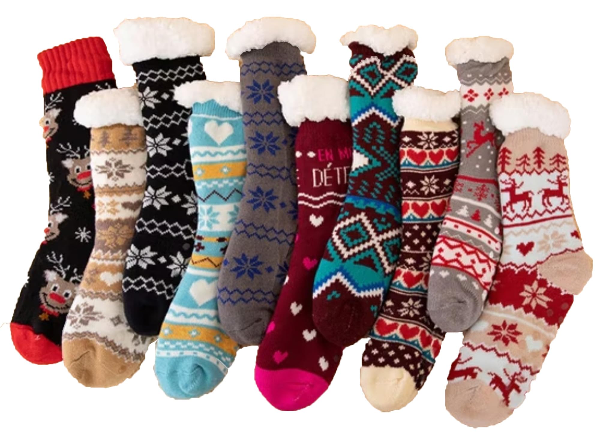 Socks for Women Fuzzy Non Slip Winter Thick Warm Soft Cozy Fleece Lining Socks with Grippers-image-49