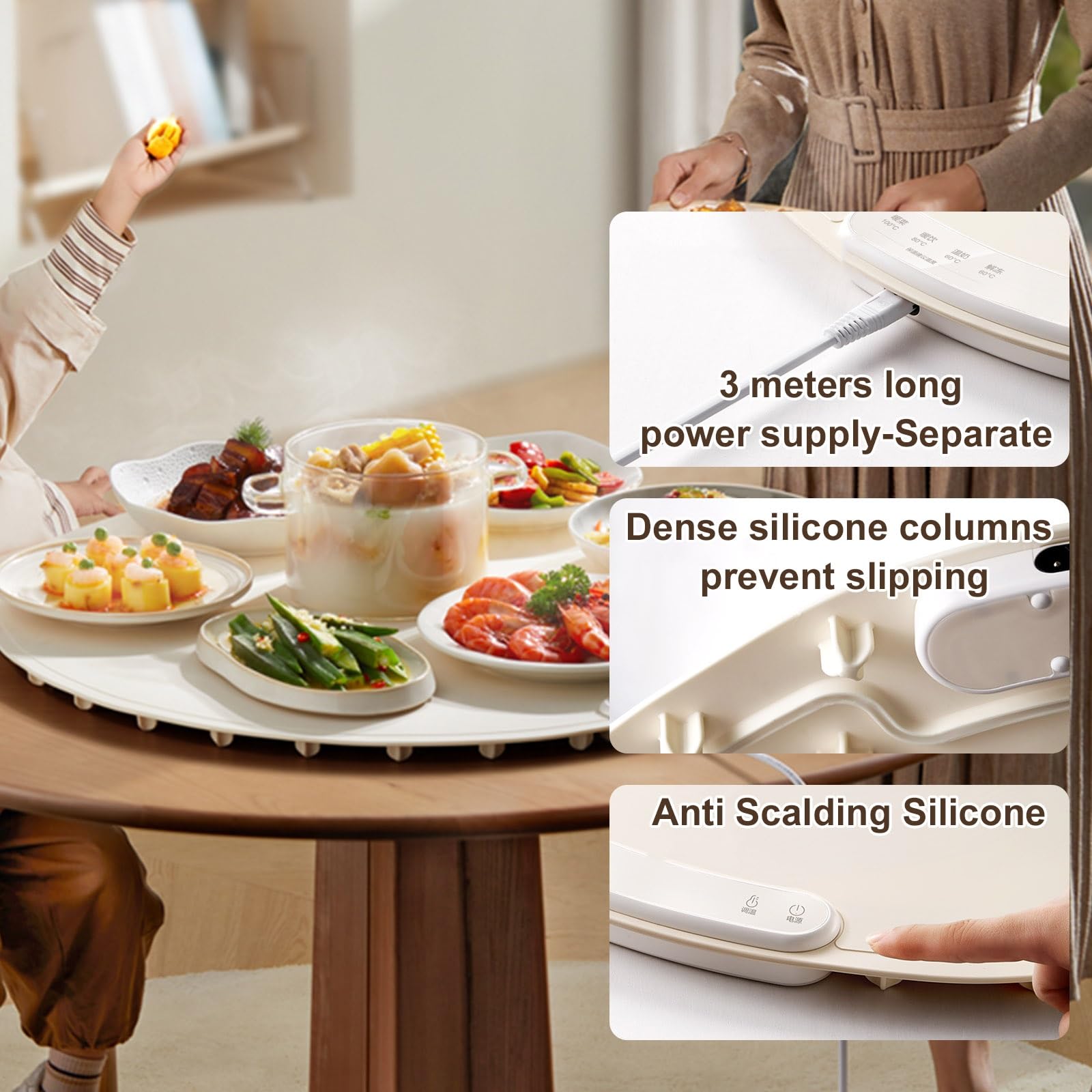 シリコン保温プレート ホワイト ウォーミングボード ダイニングプレート