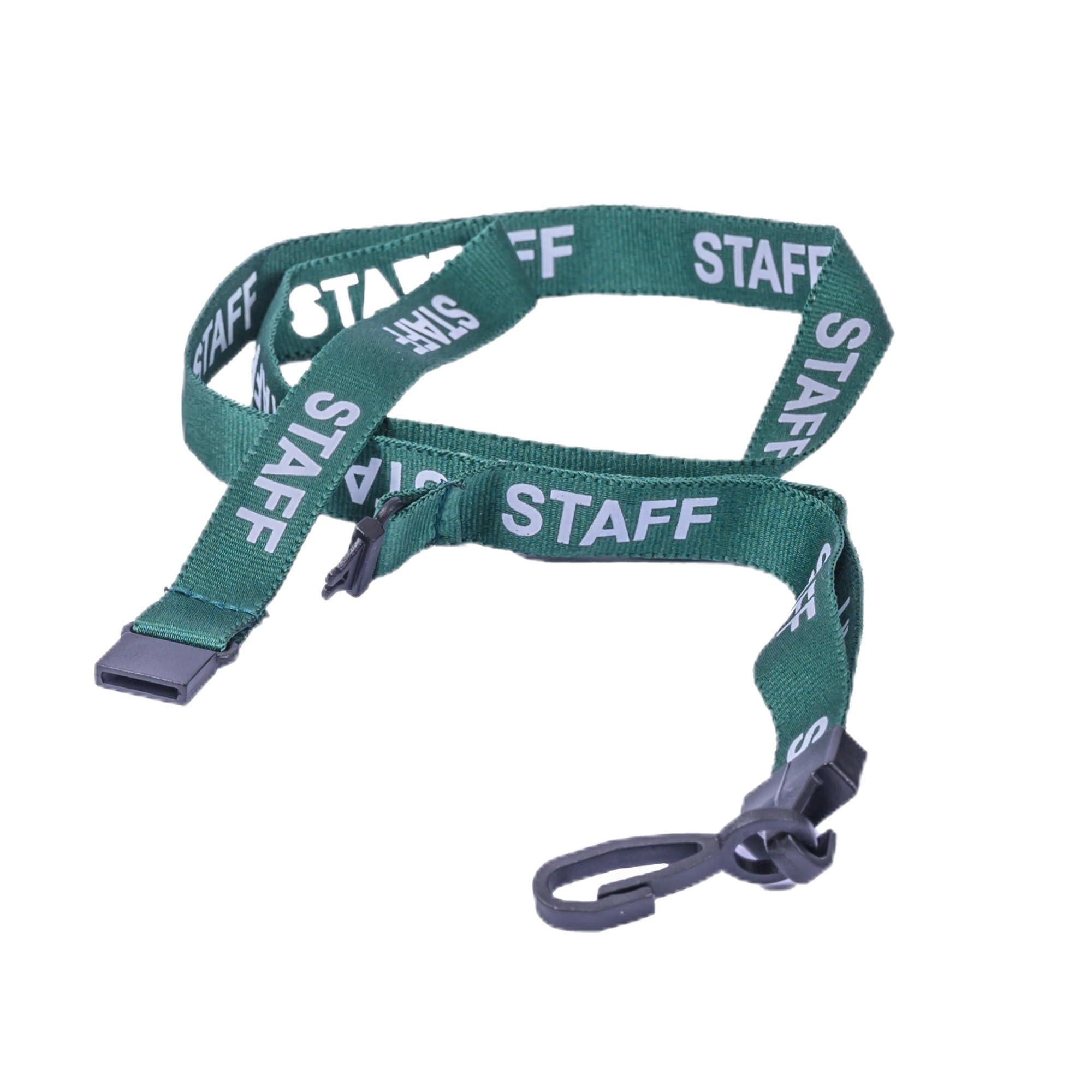 SKE-Direct® Staff Lanyards with a strong plastic slide clip and sewn in breakaway and Free colour matched cardholder(25, Green)