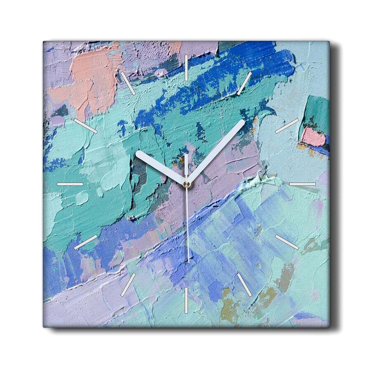 Horloge sur Toile 30x30cm Coloray Mur coloré au Rendu Artistique Haut de Gamme