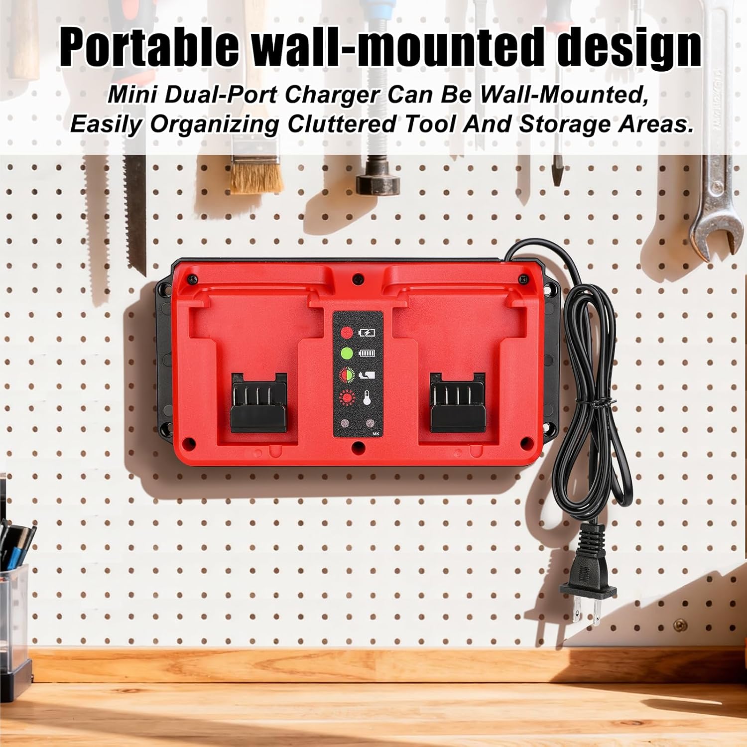 18V Battery Dual Charger Station 2 Port Compatible with Milwaukee M18 18V Battery, Mini Multi-Voltage Charger Input 100-240V - Image 5